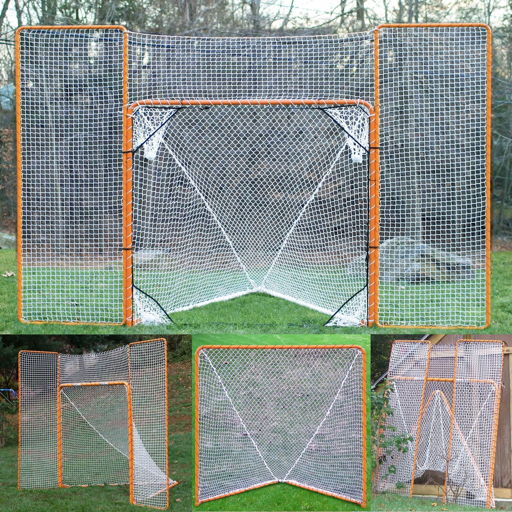 Ezgoal Lacrosse Folding Goal With Backstop And Targets, Orange , 6' X 6'