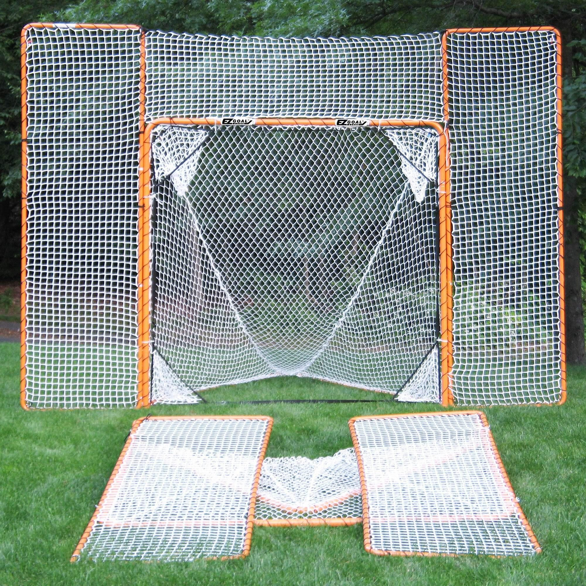 Ezgoal Lacrosse Folding Goal With Backstop And Targets, Orange , 6' X 6'