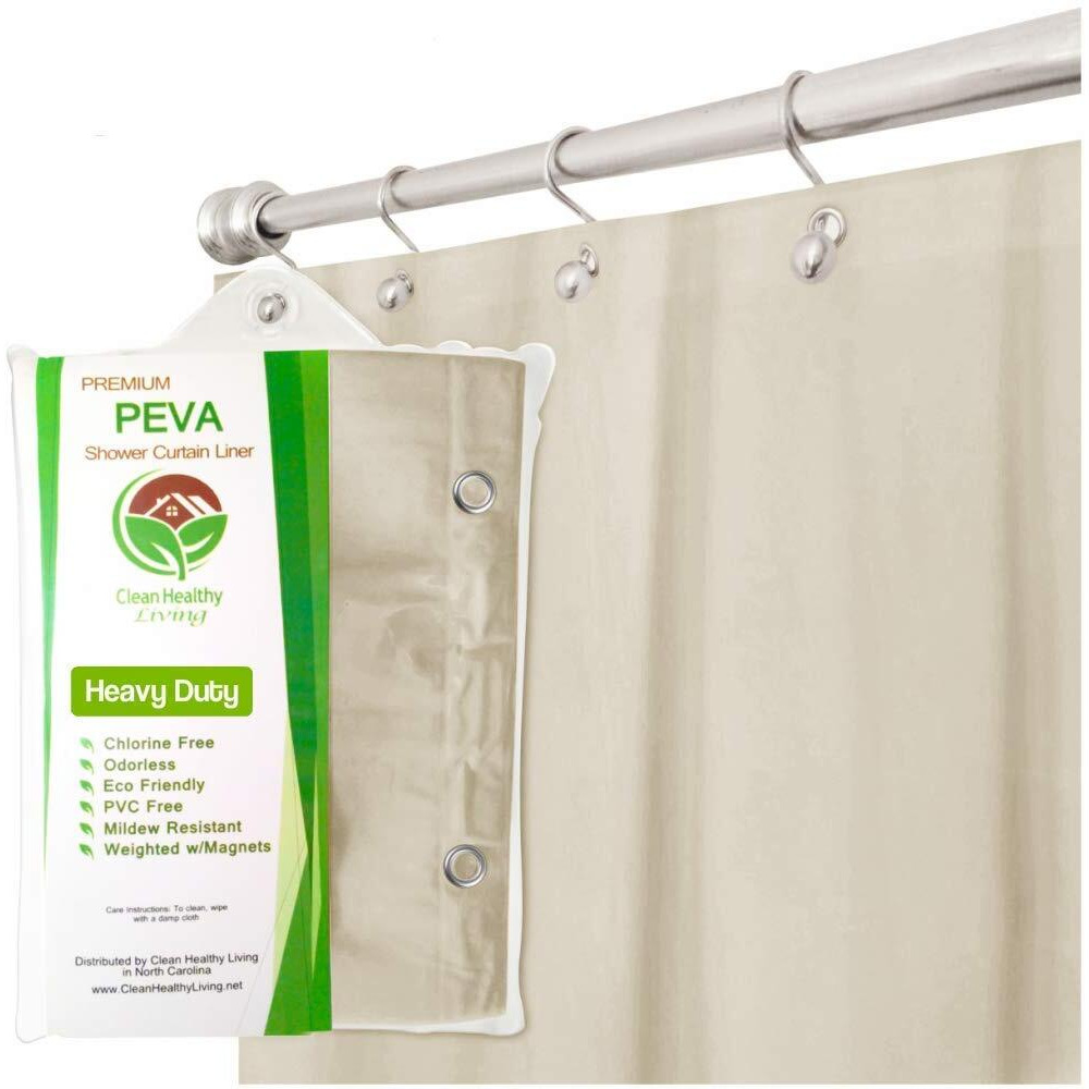 Clean Healthy Living Heavy Duty Peva Tan Shower Curtain Liner With Magnets & Suction Cups - 70 X 72 In. Long
