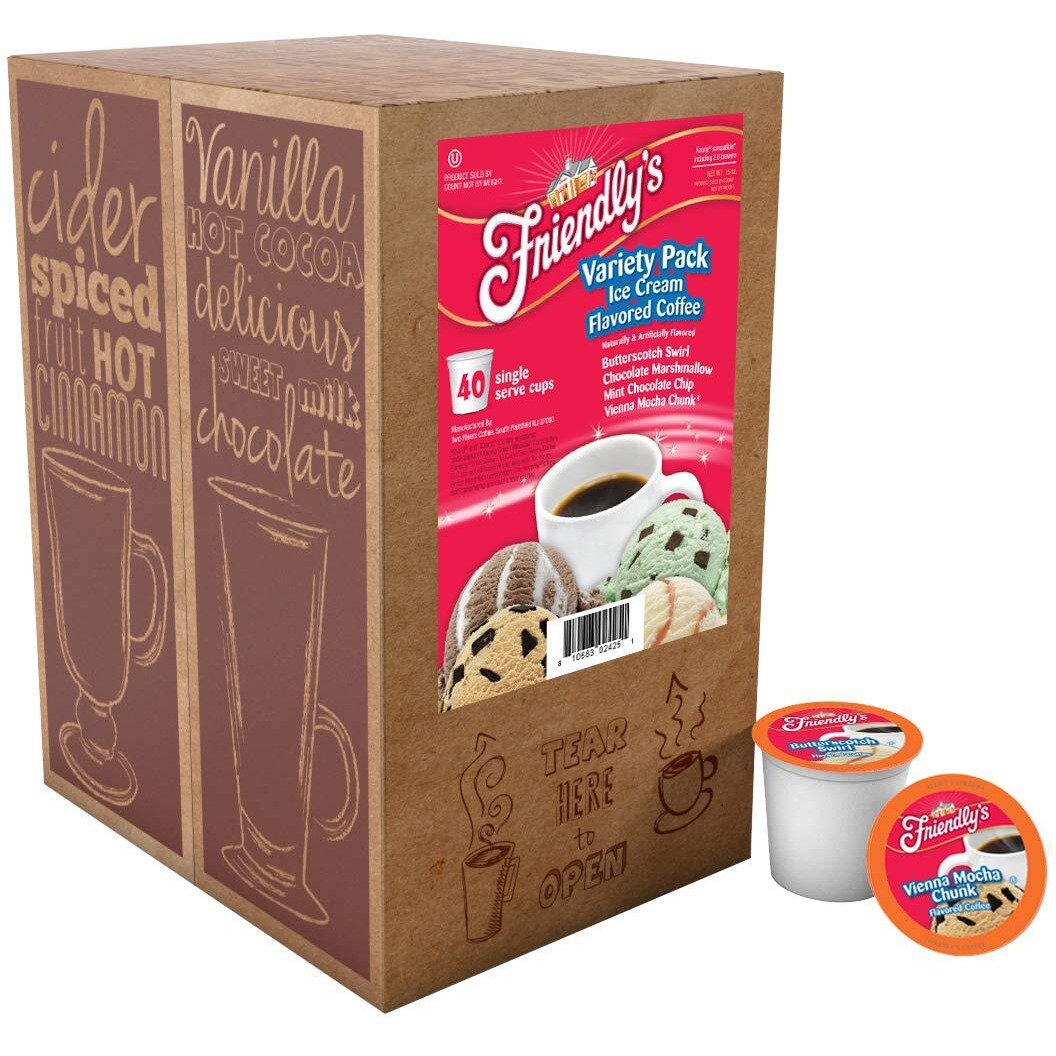 Friendly's Coffee Pods, Assorted Flavored Ice Cream Variety Pack, Compatible With Keurig K Cup Brewers, 40 Count