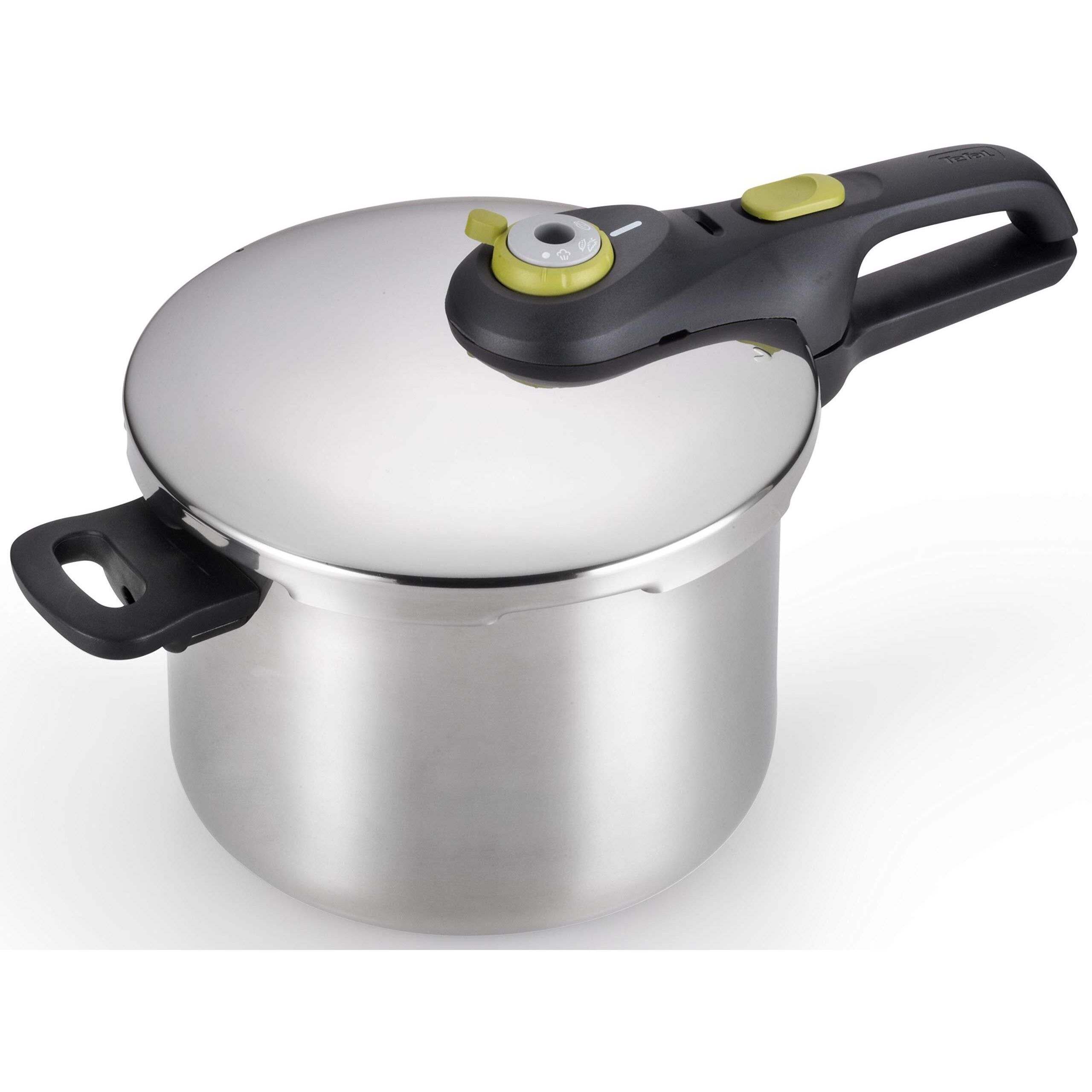 T-Fal Ultimate Stainless Steel Pressure Cooker 6.3 Quart, Induction Compatible, Secure Locking Lid, Safe & Easy To Use, Cookware, Pots And Pans, Kitchen, Dishwasher Safe, Silver