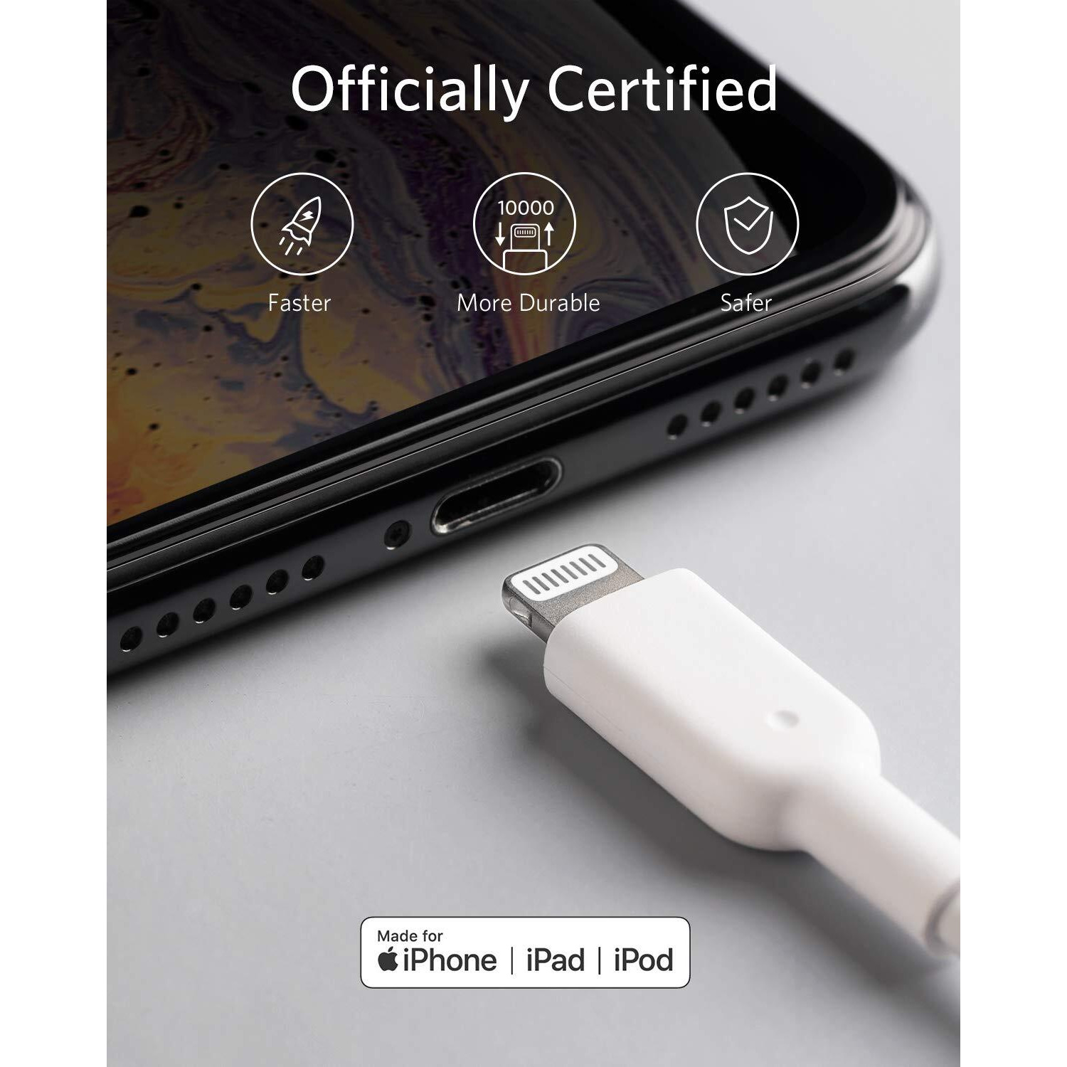 Anker Powerline Ii Lightning Cable, [6Ft Mfi Certified] Usb Charging/Sync Lightning Cord Compatible With Iphone Se 11 11 Pro 11 Pro Max Xs Max Xr X 8 7 6S 6 5, Ipad And More