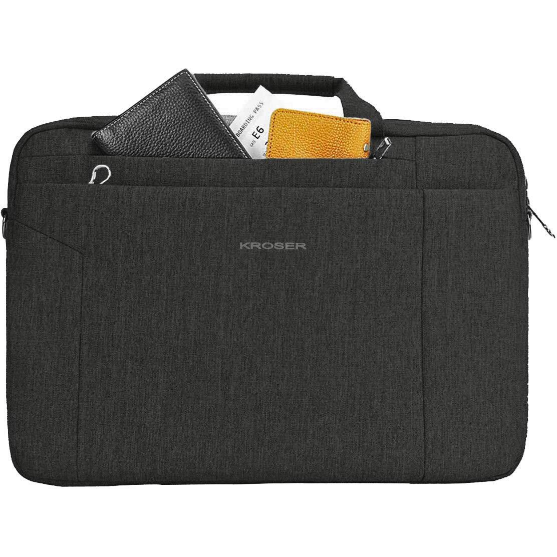 Kroser Laptop Bag 15.6 Inch Briefcase Shoulder Bag Water Repellent Laptop Bag Bussiness Carrying Handbag Laptop Sleeve For Women And Men-Charcoal Black