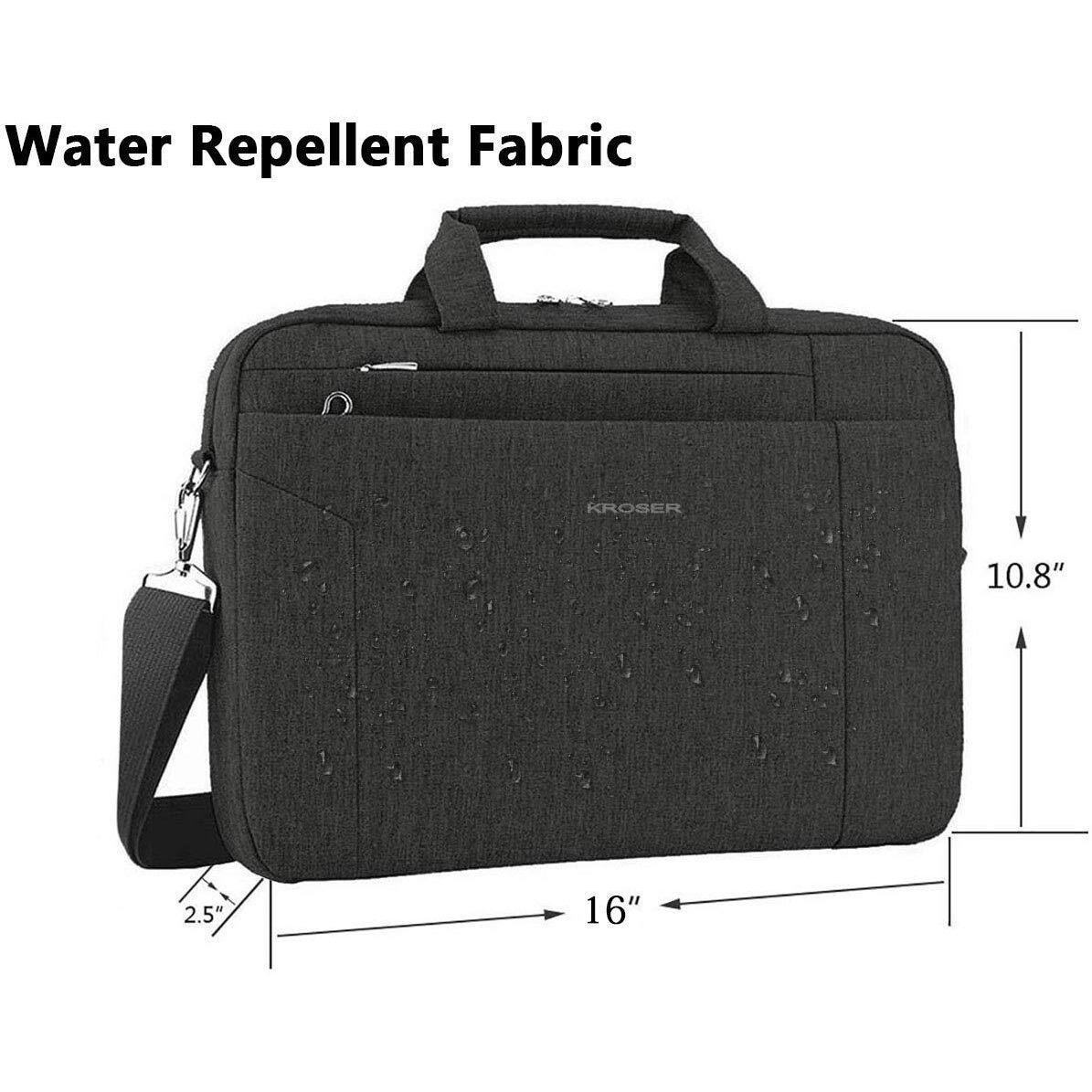 Kroser Laptop Bag 15.6 Inch Briefcase Shoulder Bag Water Repellent Laptop Bag Bussiness Carrying Handbag Laptop Sleeve For Women And Men-Charcoal Black