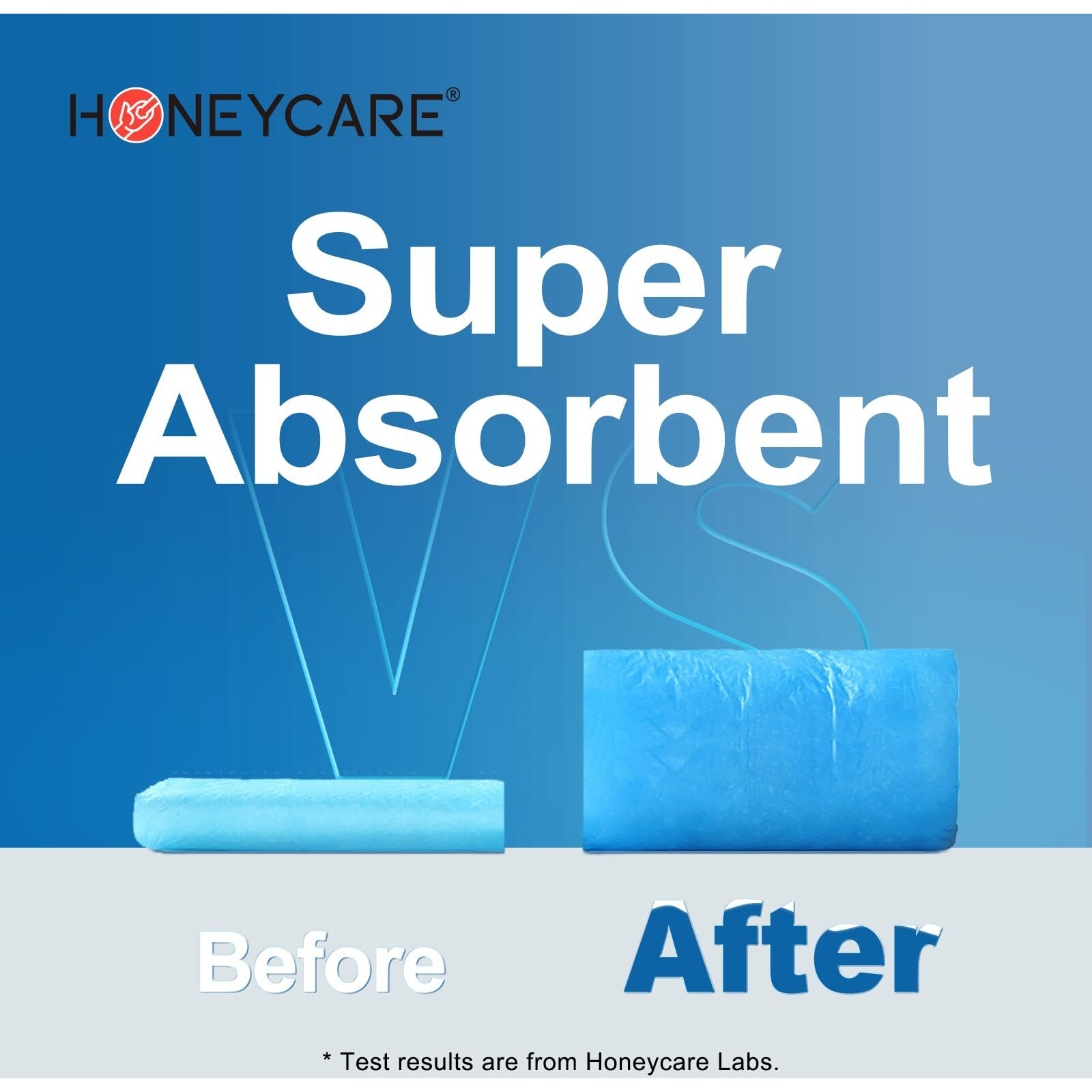 Honey Care All-Absorb, Large 22"" X 23"", 100 Count, Dog And Puppy Training Pads, Ultra Absorbent And Odor Eliminating, Leak-Proof 5-Layer Potty Training Pads With Quick-Dry Surface, Blue, A01