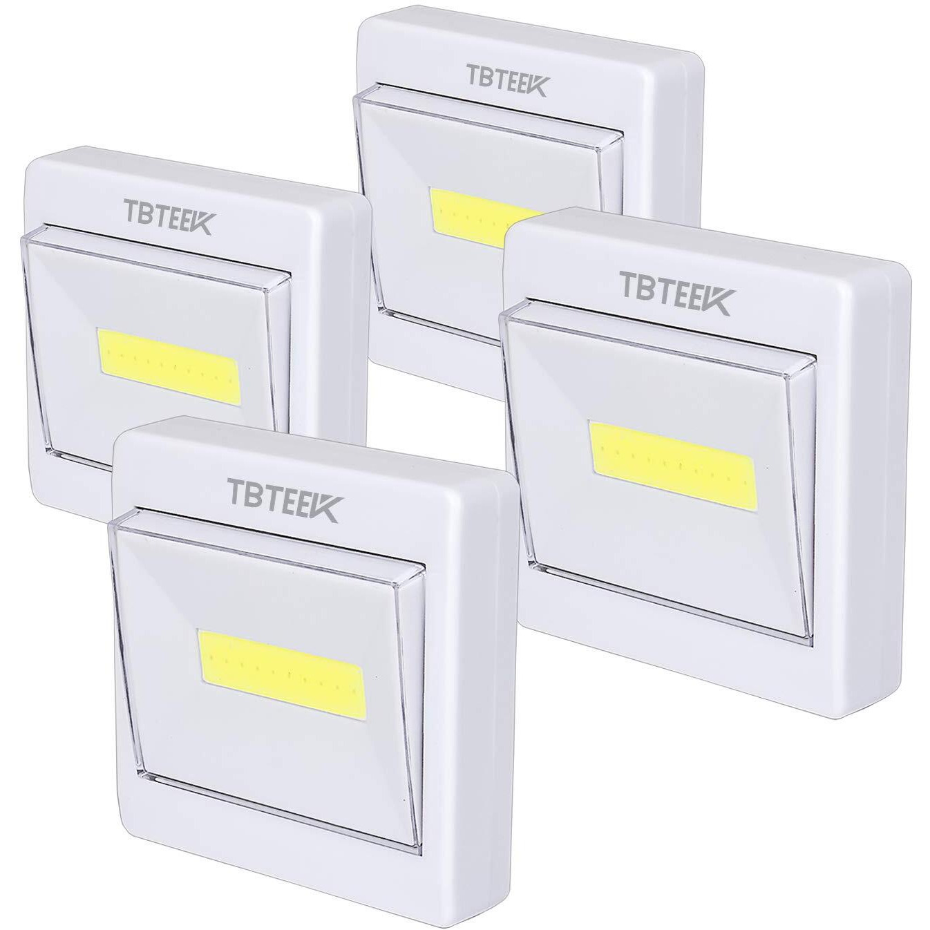 Tbteek Closet Light, Super Bright, Battery Operated, Stick Anywhere, 200 Lm Cob Led Lamp, Light Switch Nightlight, Tap Lights For Closet, Shed, Attic, Emergency (4 Pack)