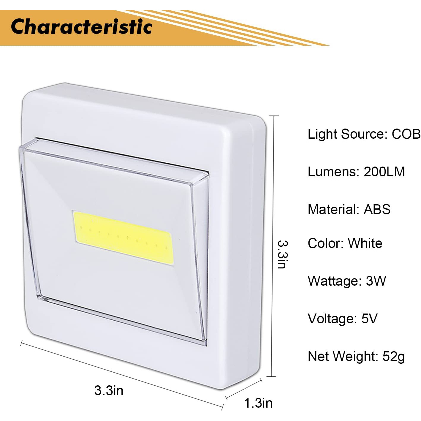 Tbteek Closet Light, Super Bright, Battery Operated, Stick Anywhere, 200 Lm Cob Led Lamp, Light Switch Nightlight, Tap Lights For Closet, Shed, Attic, Emergency (4 Pack)