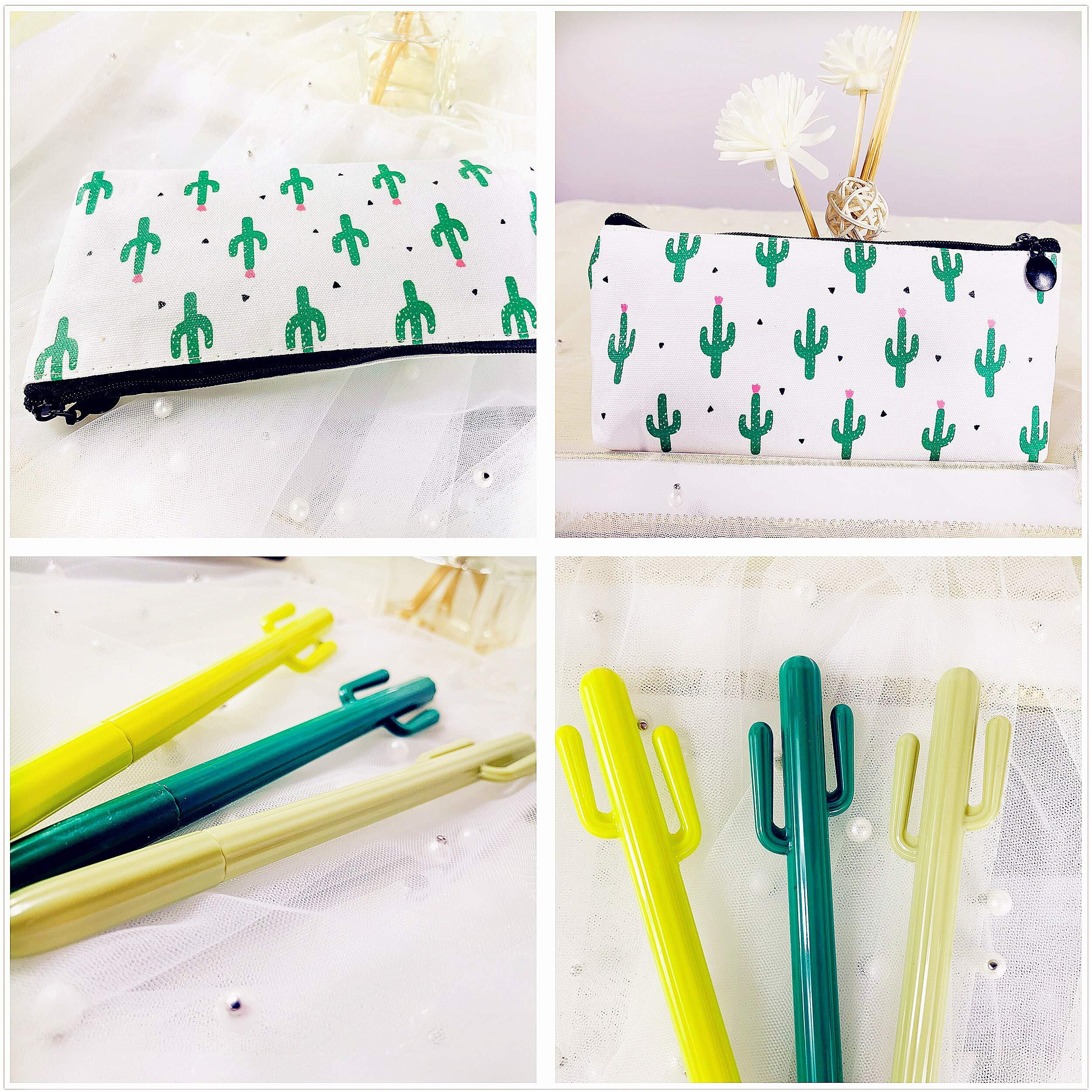 Jevenis 19 Pcs Cactus Ballpoint Pen Cactus Black Ink Writing Pens With Cactus Pencil Pouch Cactus Clip Cactus Notes Sticker For Office Home Supply Gift