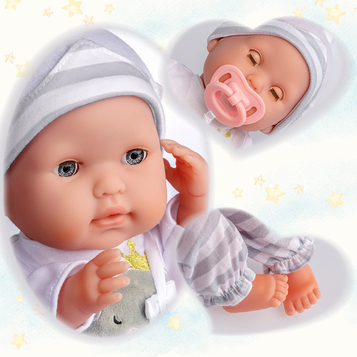 Jc Toys Berenguer Boutique 15"" Soft Body Baby Doll - Open/Close Eyes- Perfect For Children 2+ Designed By Berenguer, Purple, 30036