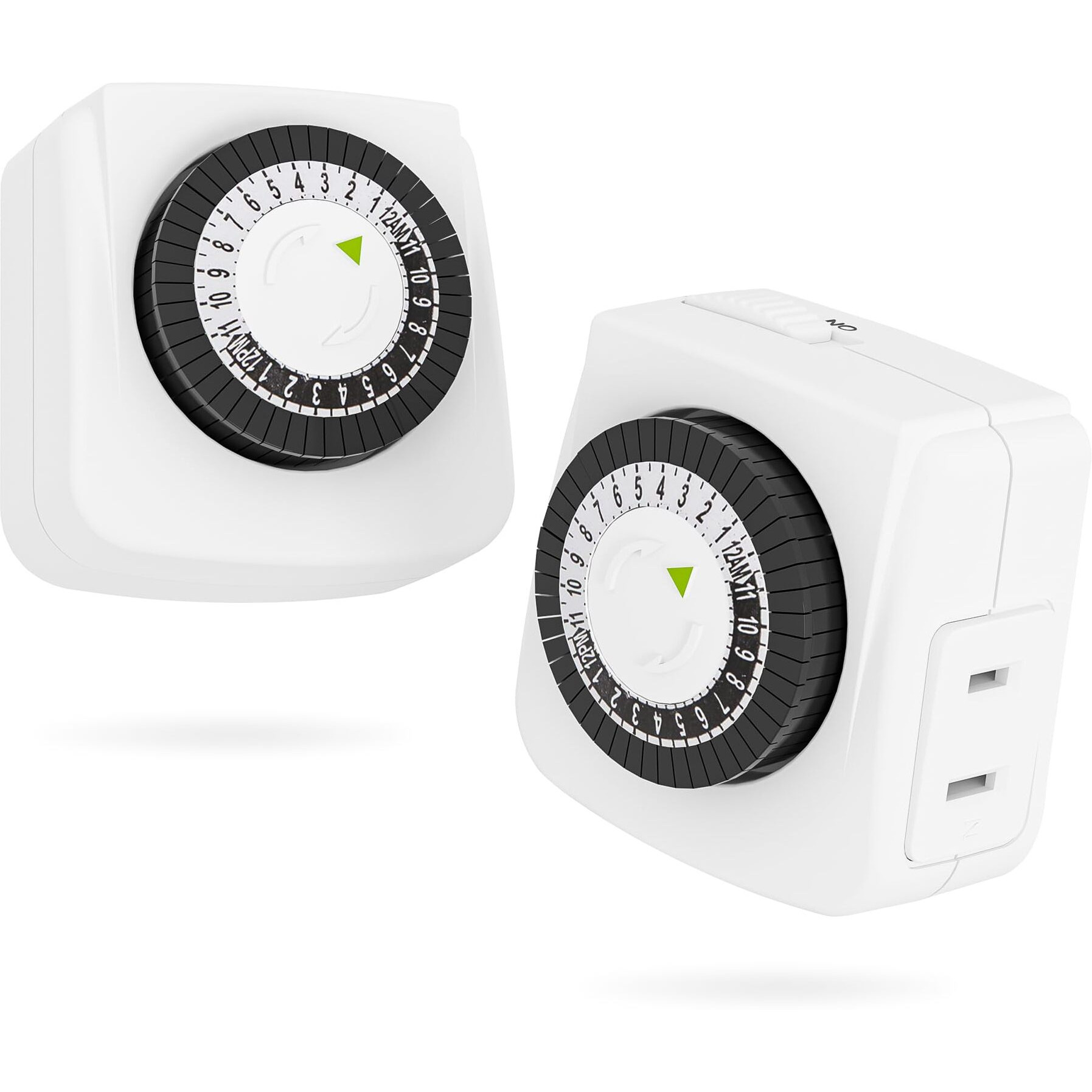 Bn-Link Indoor Timers Plug Mechanical 2 Prong 24-Hour Mini Lamp Timers 2 Pack, For Electrical Outlets, Fish Tank, Fans, Led Lights