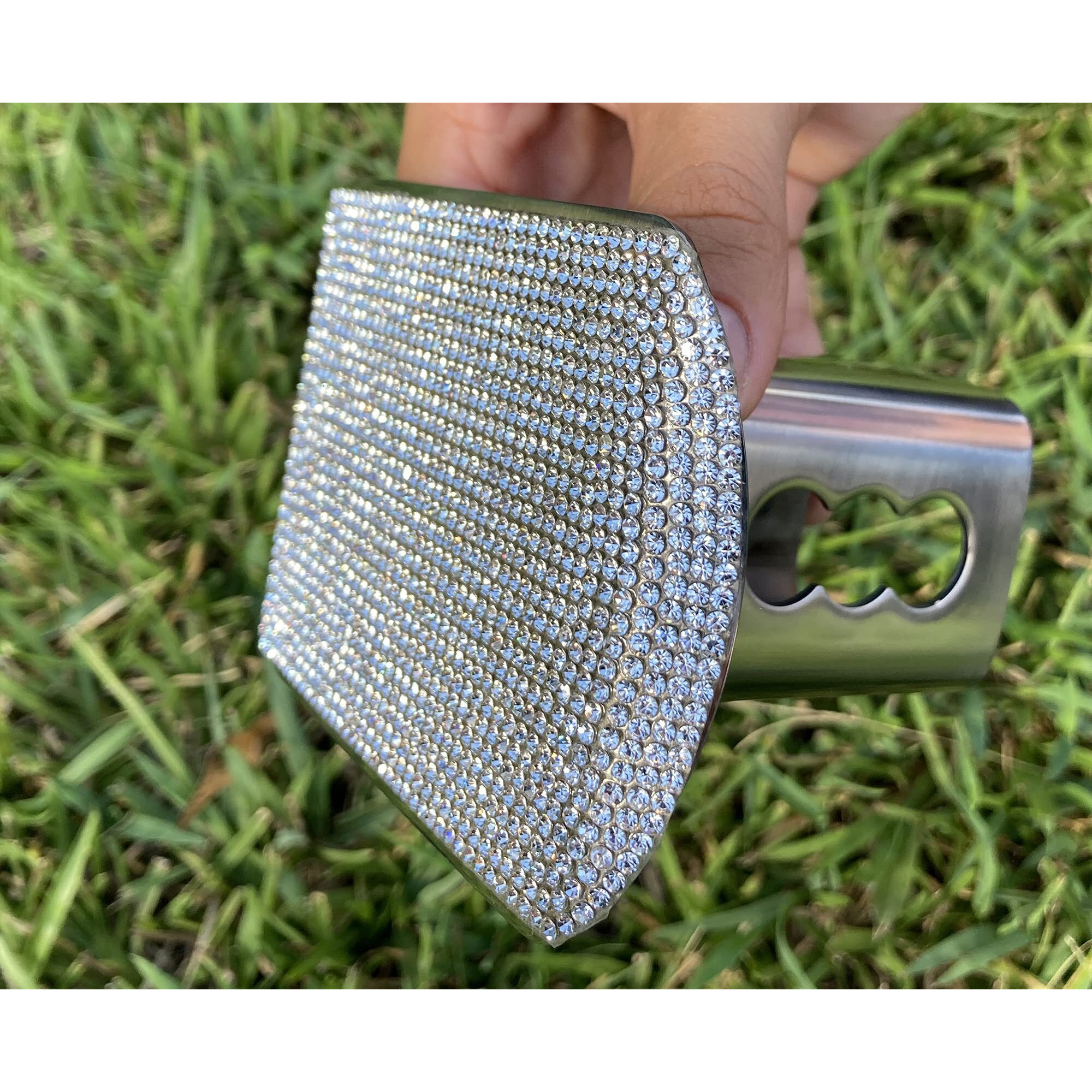 Lfparts Diamond Crystal Bling Rhinestone Trailer Stainless Steel Hitch Cover Fits 2"" Receivers New (Square, Clear)