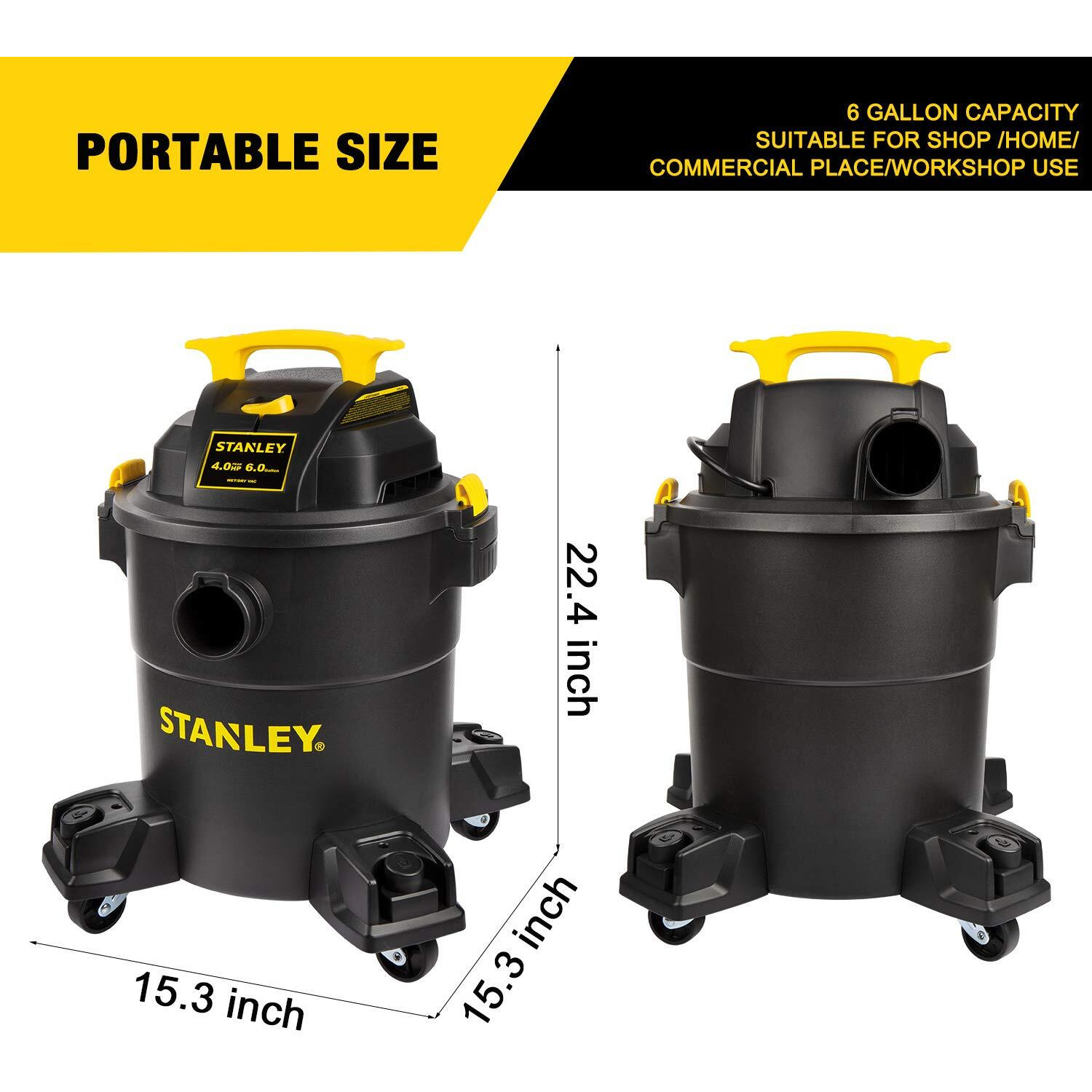 Stanley - Sl18116P Wet/Dry Vacuum, 6 Gallon, 4 Horsepower Black