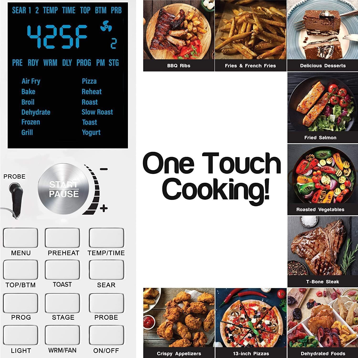Nuwave Bravo Air Fryer Toaster Smart Oven, 12-In-1 Countertop Convection, 30-Qt Xl Capacity, 50-500F Temperature Controls, Top And Bottom Heater Adjustments 0%-100%, Brushed Stainless Steel Look