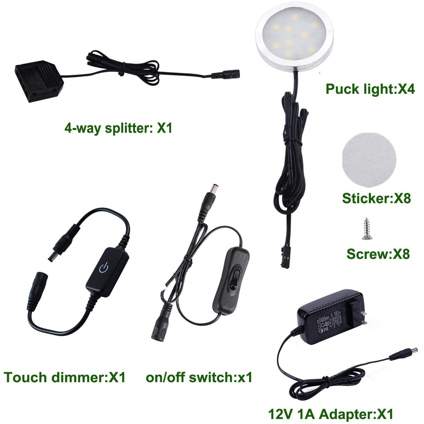 Aiboo Under Cabinet Led Puck Lights Kit With Touch Dimming Switch For Ambiance Atmosphere Night Lighting (4 Lights,Warm White)