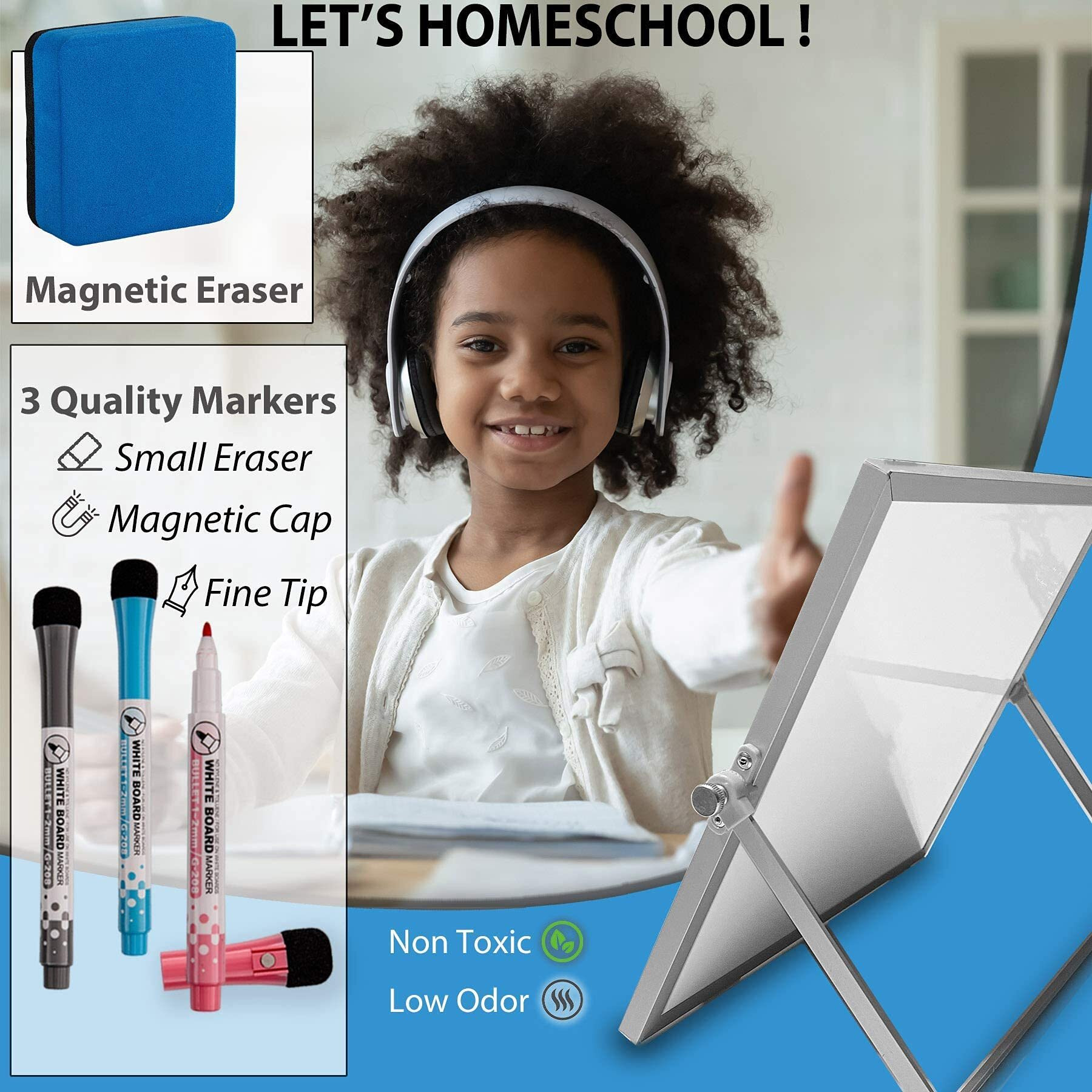 Small White Board 10"&quotX10"" - Desktop Dry Erase Whiteboard With Stand, 3 Markers, 4 Magnets & Eraser - Tabletop Double-Sided Portable Mini White Board Easel For Office Desk, Kids Home School Students