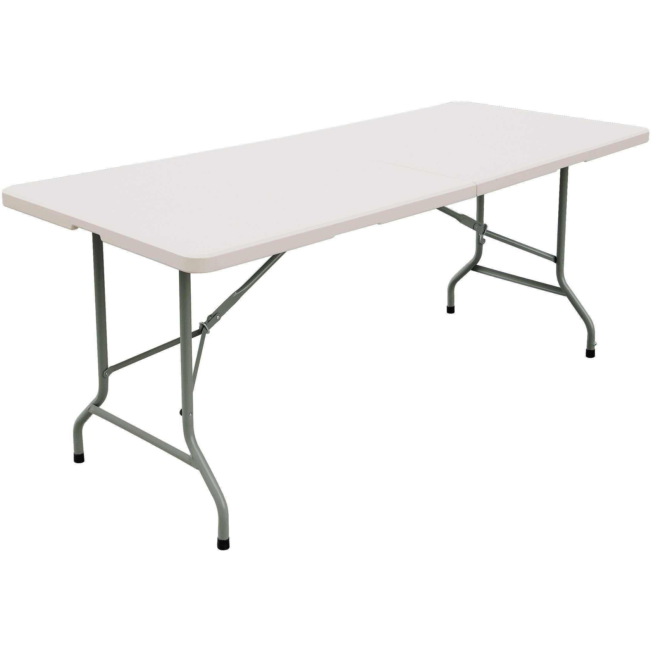 Forup 6Ft Table, Folding Utility Table, Fold-In-Half Portable Plastic Picnic Party Dining Camp Table (White)