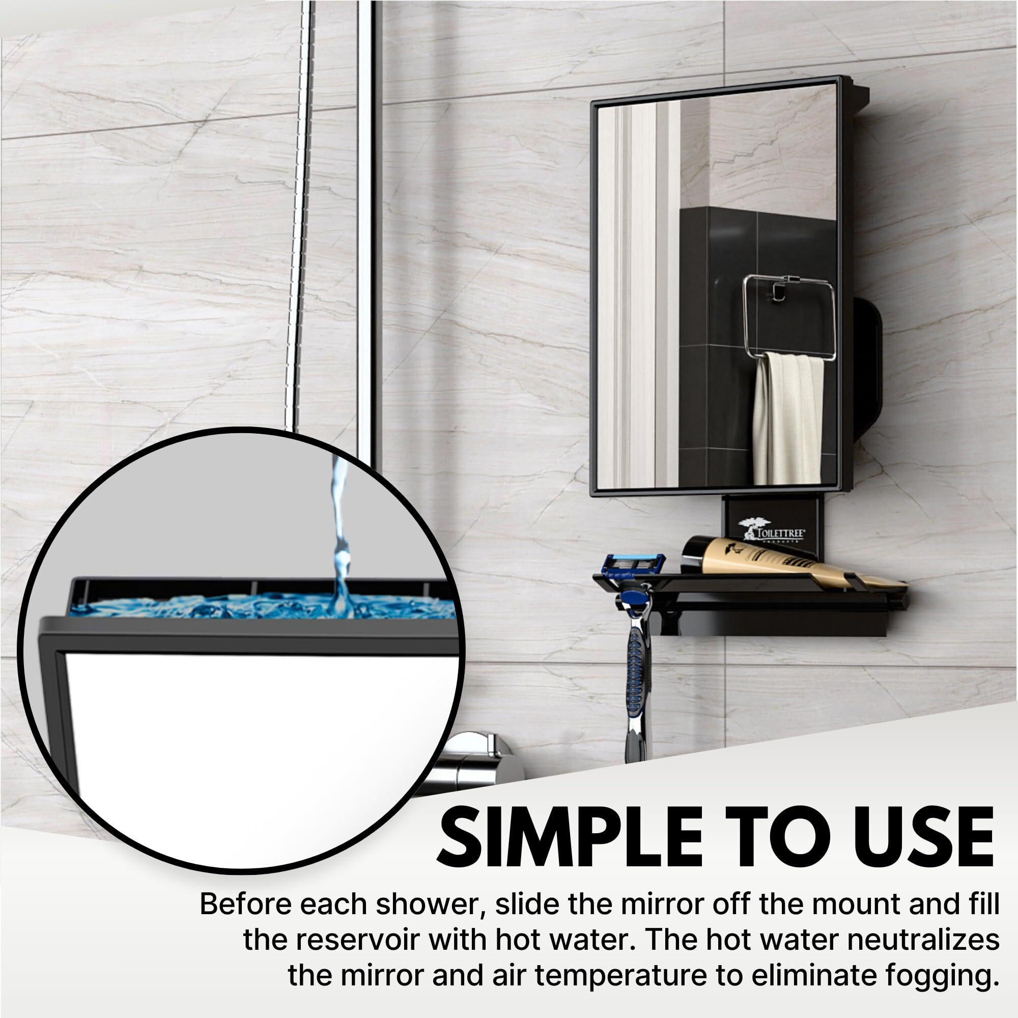 Toilettree Products Fogless Shower Mirror - Anti-Fog Mirror - Adjustable Shaving Mirror With A Squeegee - Rust-Proof, Impact-Resistance Bathroom Shower Mirror - Tall