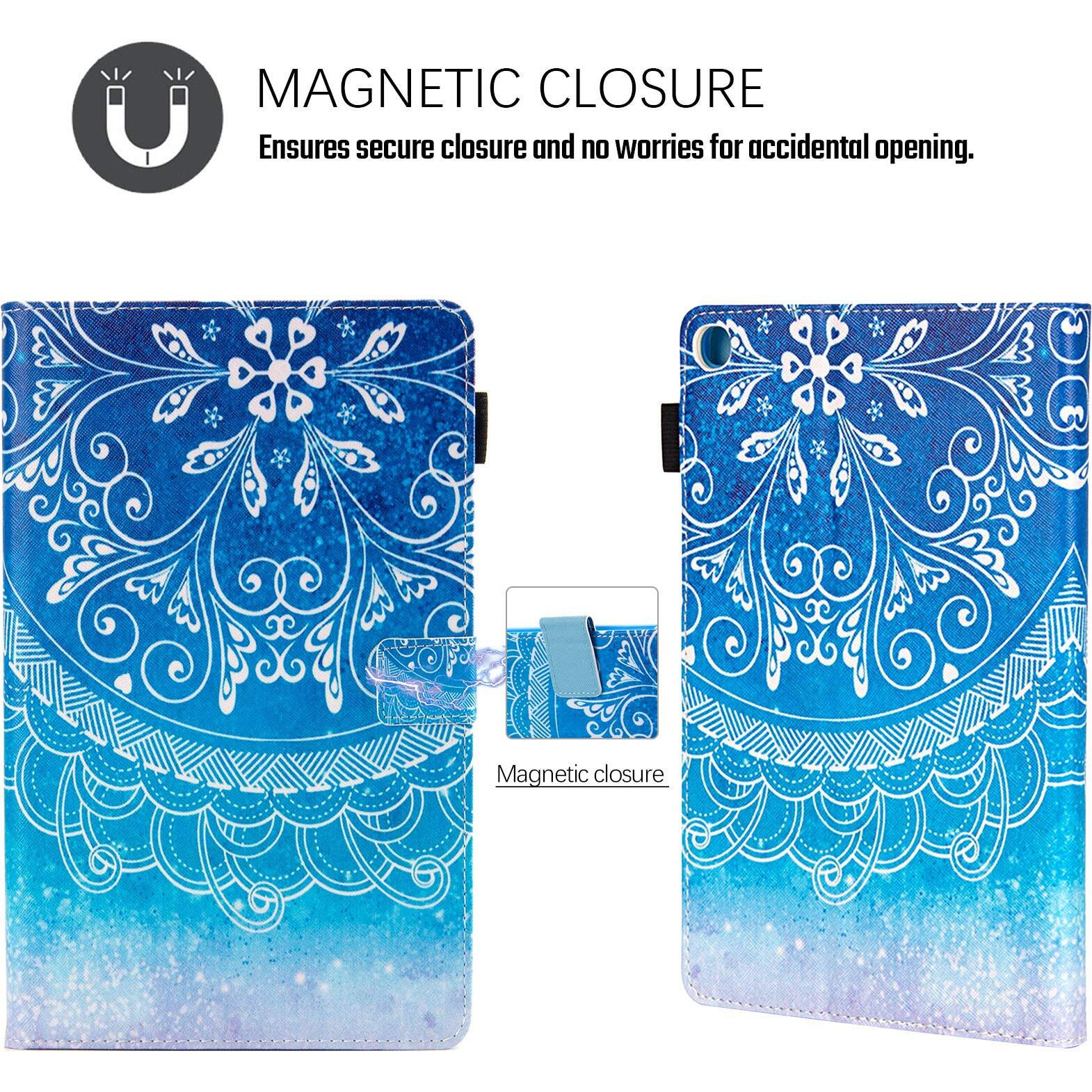 Dteck Case For Samsung Galaxy Tab A 10.1 Case 2019 Model Sm-T510/Sm-T515, Multi-Angle Viewing Protective Pu Leather Folio Cover For Samsung Tab A 10.1 2019 Release Tablet, Blue Mandala