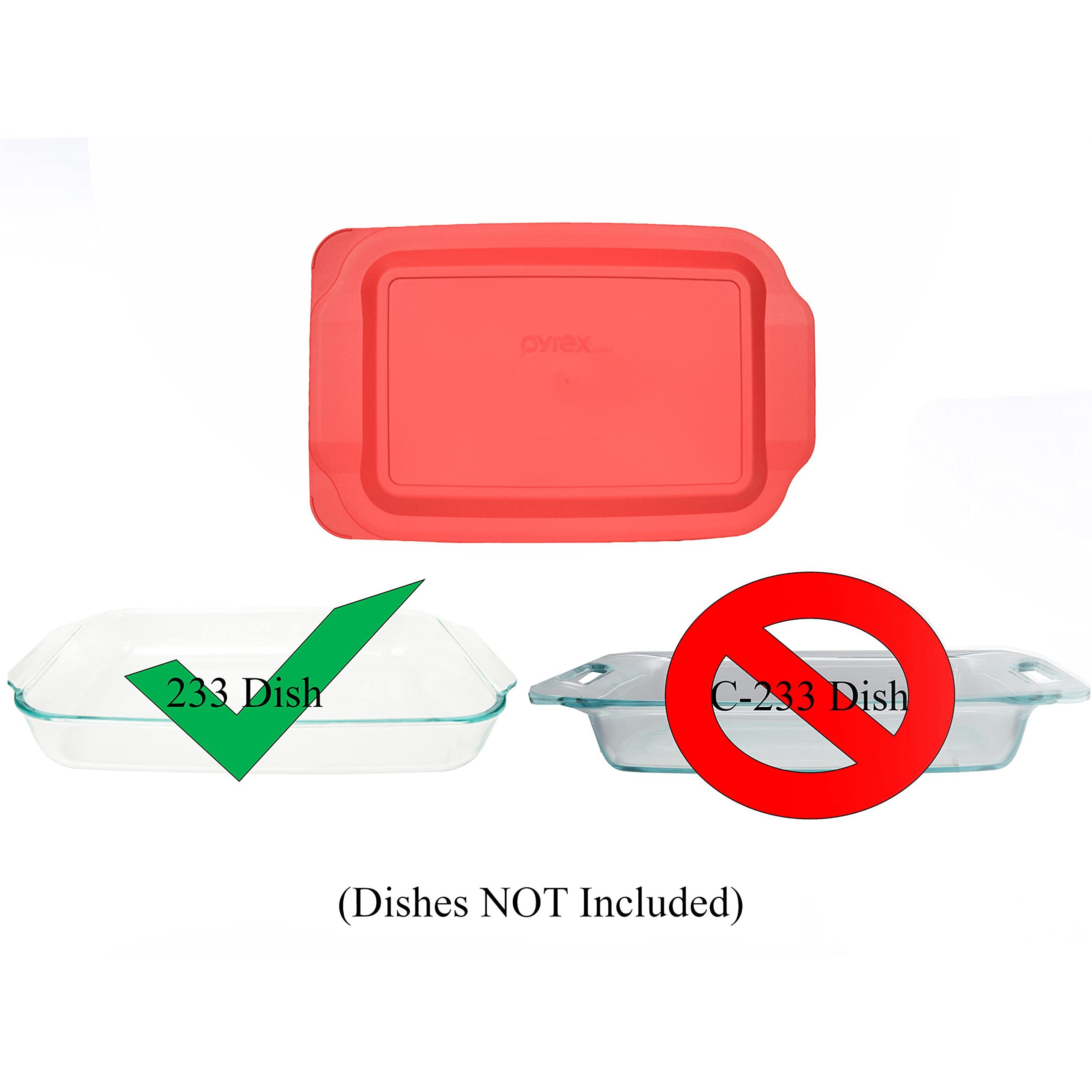 Pyrex 233-Pc 3Qt Red Replacement Food Storage Lid, (Only Fits Pyrex 233 Glass Dish Not Pyrex C-233 Dish) Made In The Usa