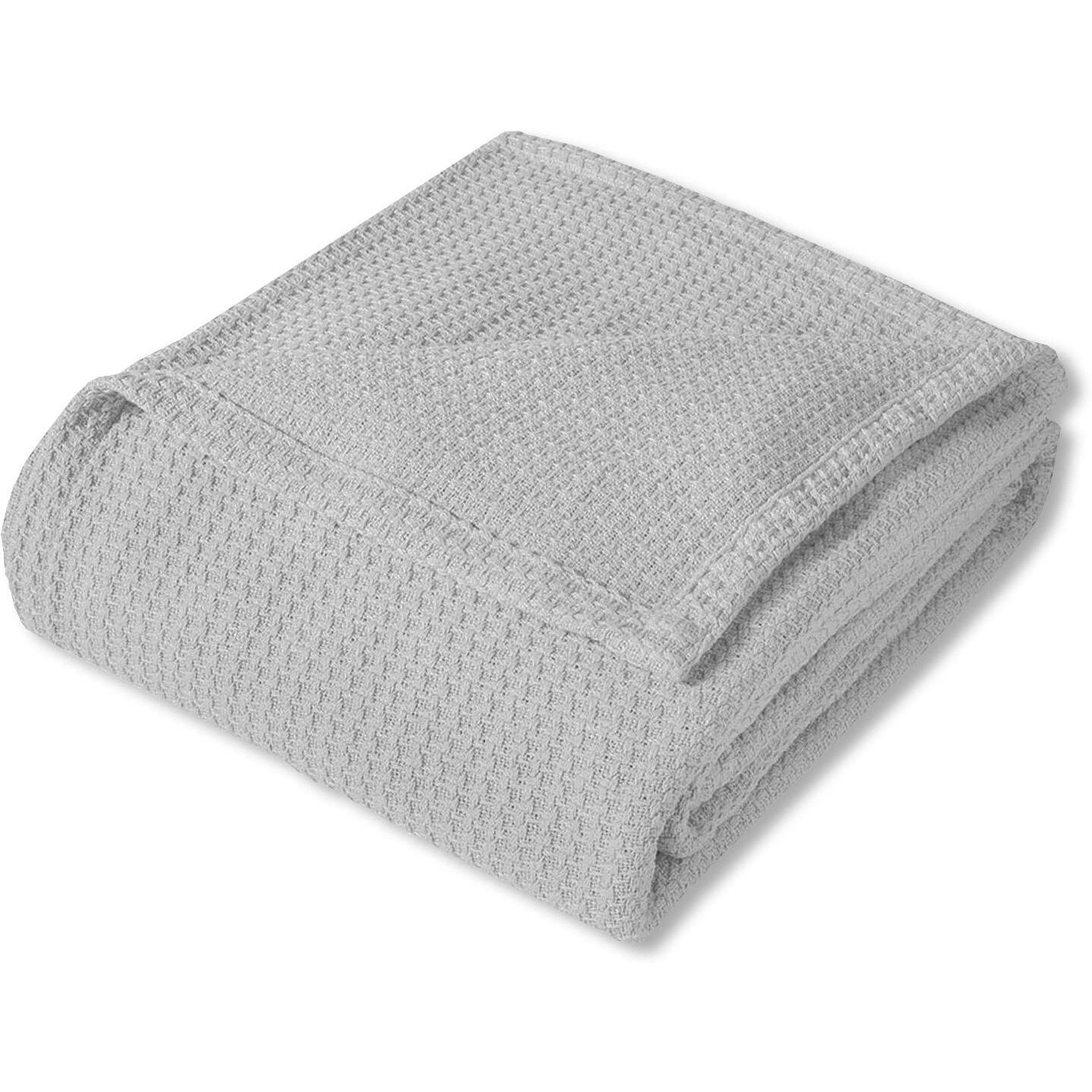 Sweet Home Collection 100% Fine Cotton Blanket Luxurious Weave Stylish Design Soft And Comfortable All Season Warmth, Full/Queen, Silver(Pack Of 1)