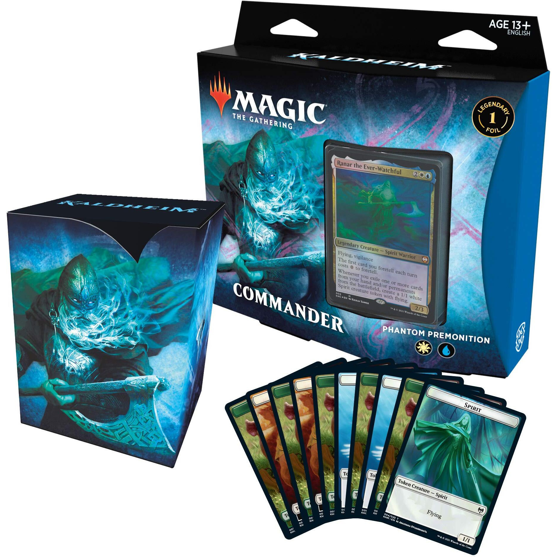 Magic The Gathering Kaldheim Commander Deck - Phantom Premonition | 100 Card Ready-To-Play Deck | Blue-White