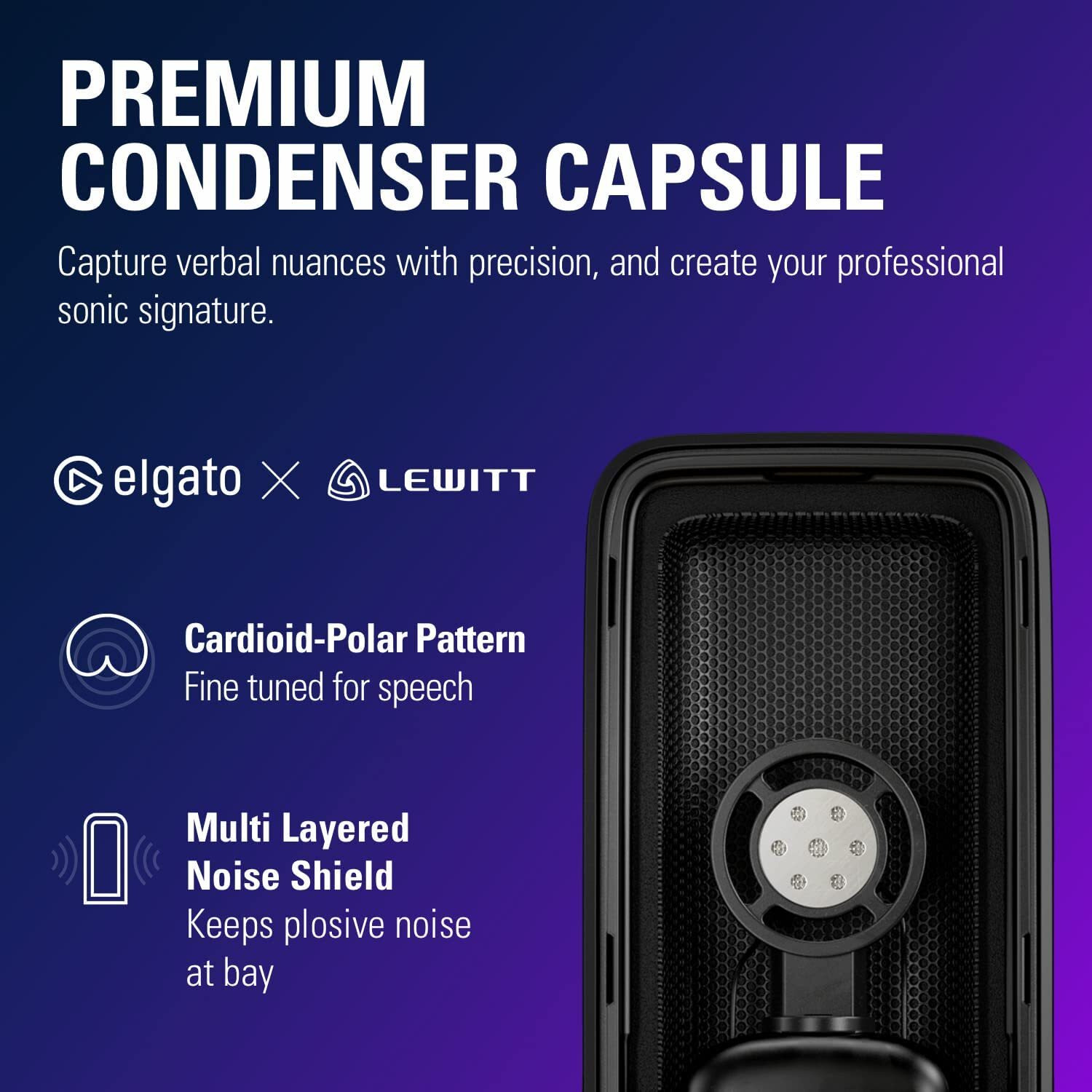 Elgato Wave3 - Premium Studio Quality Usb Condenser Microphone For Streaming, Podcast, Gaming And Home Office, Free Mixer Software, Sound Effect Plugins, Anti-Distortion, Plug N Play, For Mac, Pc