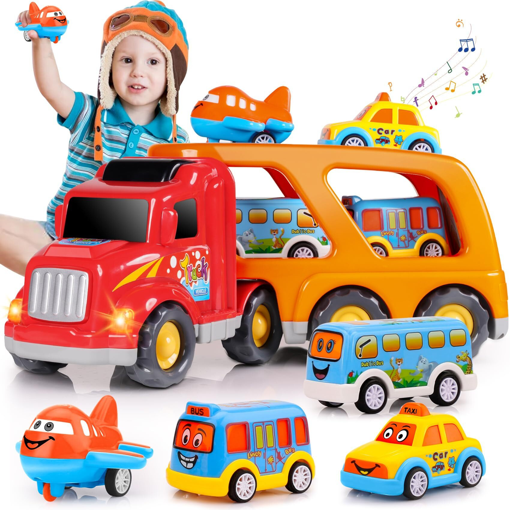 Nicmore Carrier Truck Toddler Toys Car Transport Toy For 1 2 3 4 Year Old Boys Girls 18 Month 5-In-1 Kid Playset Gifts For Preschool Birthday Christmas