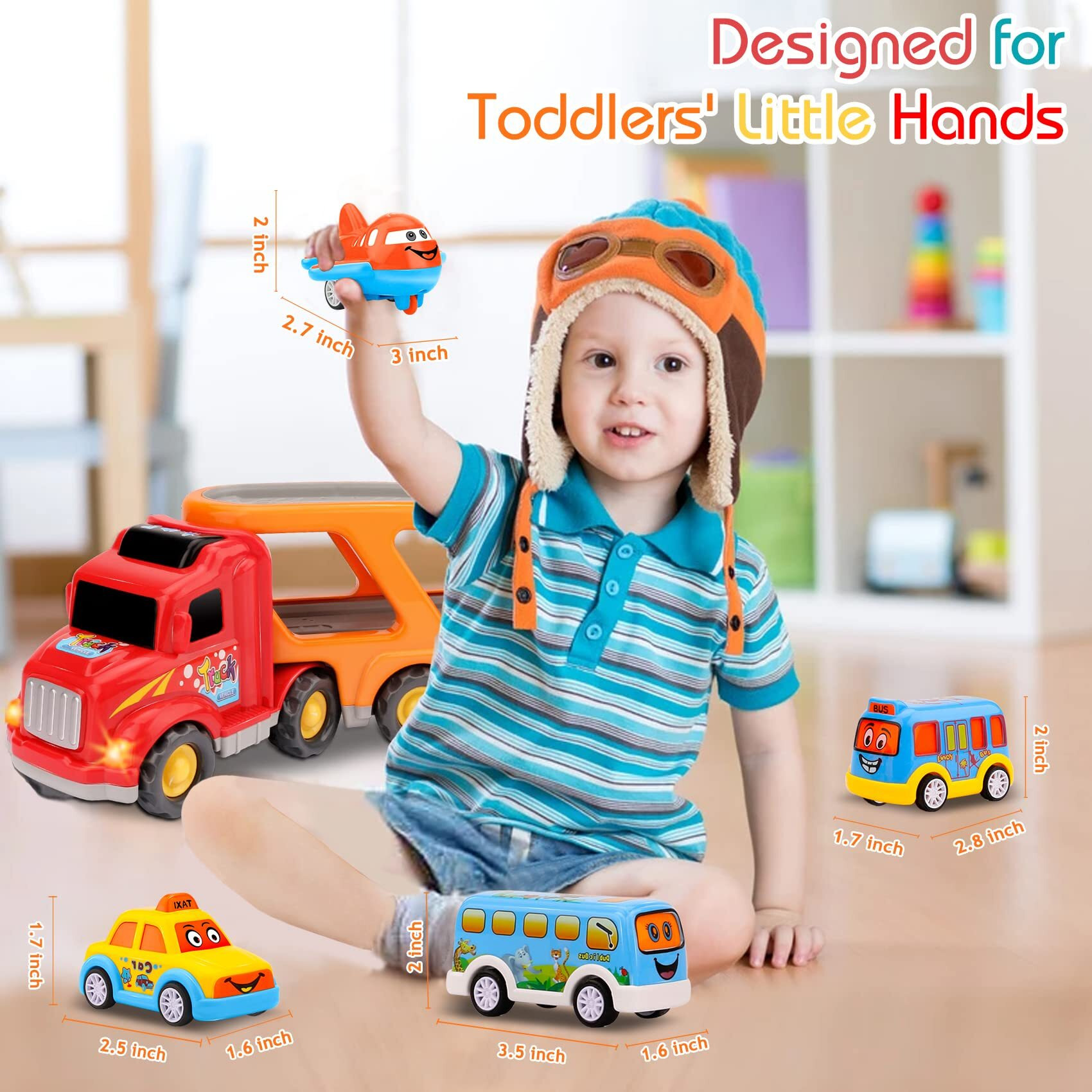 Nicmore Carrier Truck Toddler Toys Car Transport Toy For 1 2 3 4 Year Old Boys Girls 18 Month 5-In-1 Kid Playset Gifts For Preschool Birthday Christmas
