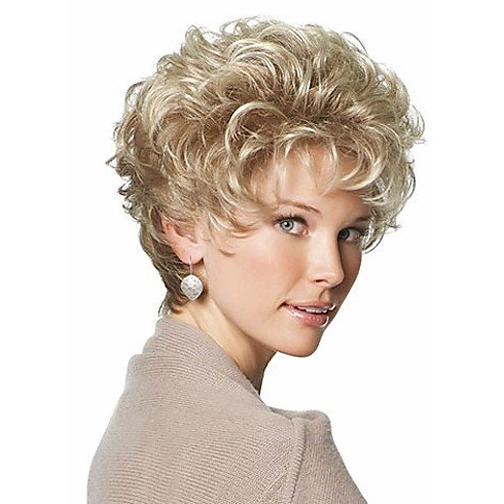 Gnimegil Old Lady Wig Blonde Hair Short Curly Wigs Natural Mommy Wig With Bangs For Women Synthetic Princess Diana Blanche Cosplay Wig Halloween Costume For Women