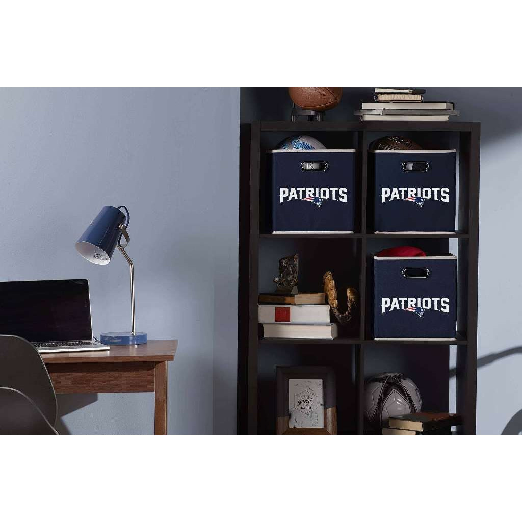 Franklin Sports Nfl New England Patriots Collapsible Storage Bin - Nfl Folding Cube Storage Container - Fits Bin Organizers - Fabric Nfl Team Storage Cube