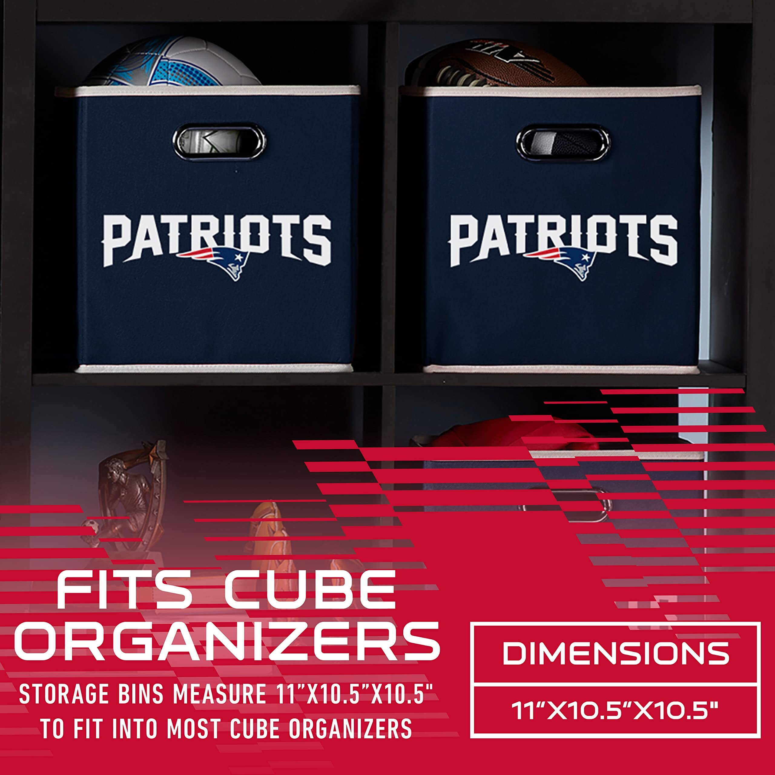 Franklin Sports Nfl New England Patriots Collapsible Storage Bin - Nfl Folding Cube Storage Container - Fits Bin Organizers - Fabric Nfl Team Storage Cube