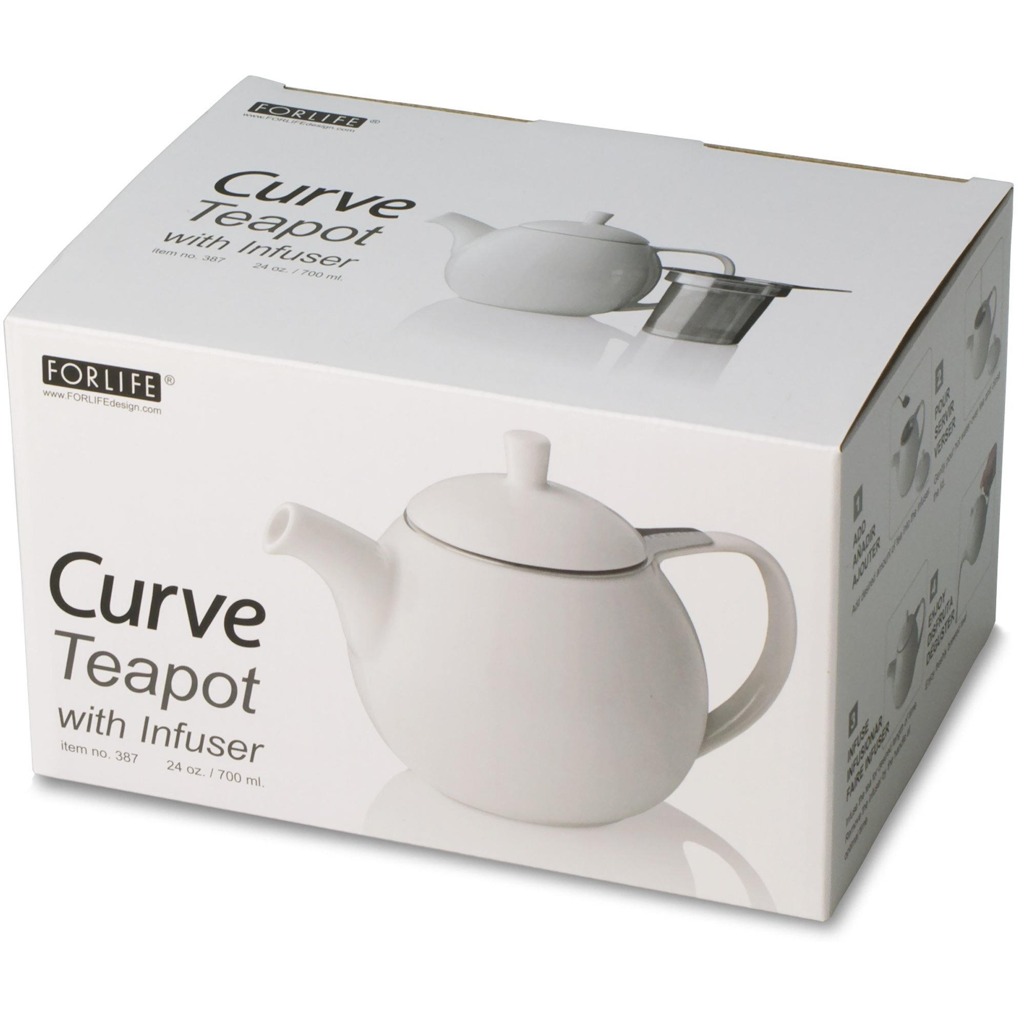 Forlife Curve Teapot With Infuser, 24-Ounce, Purple