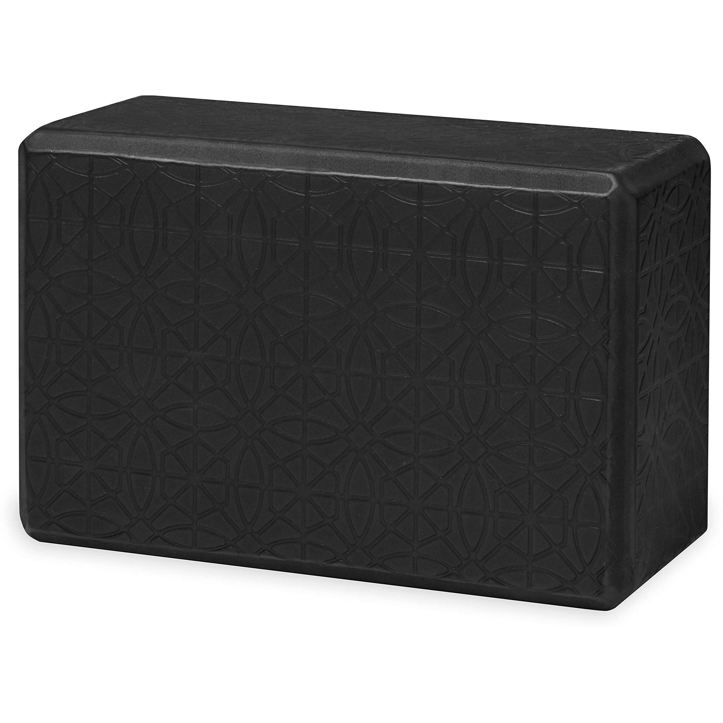 Gaiam Yoga Block - Supportive Latex-Free Eva Foam - Soft Non-Slip Surface With Beveled Edges For Yoga, Pilates, Meditation - Yoga Accessories For Stability, Balance, Deepen Stretches (Embossed Black)