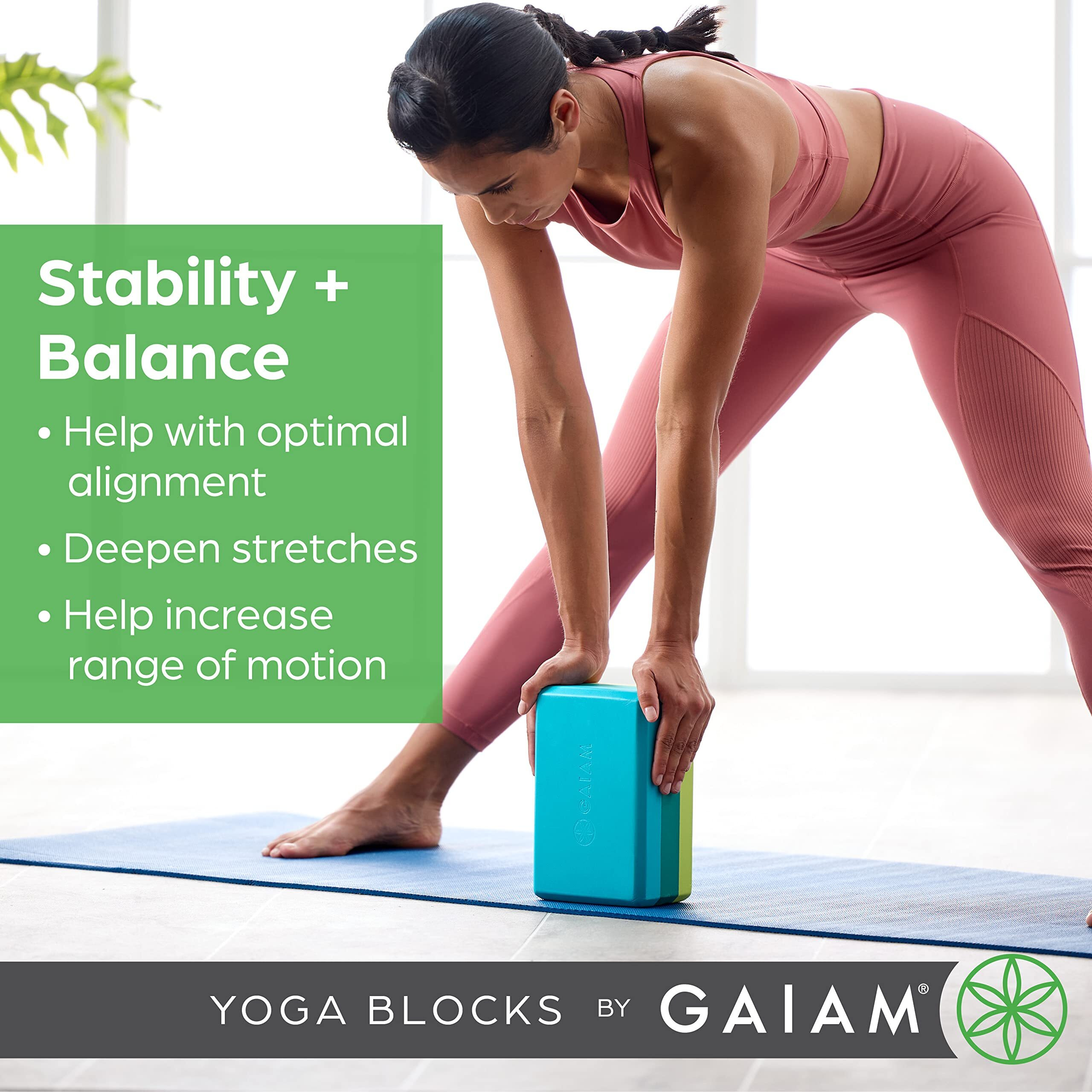 Gaiam Yoga Block - Supportive Latex-Free Eva Foam - Soft Non-Slip Surface With Beveled Edges For Yoga, Pilates, Meditation - Yoga Accessories For Stability, Balance, Deepen Stretches (Embossed Black)