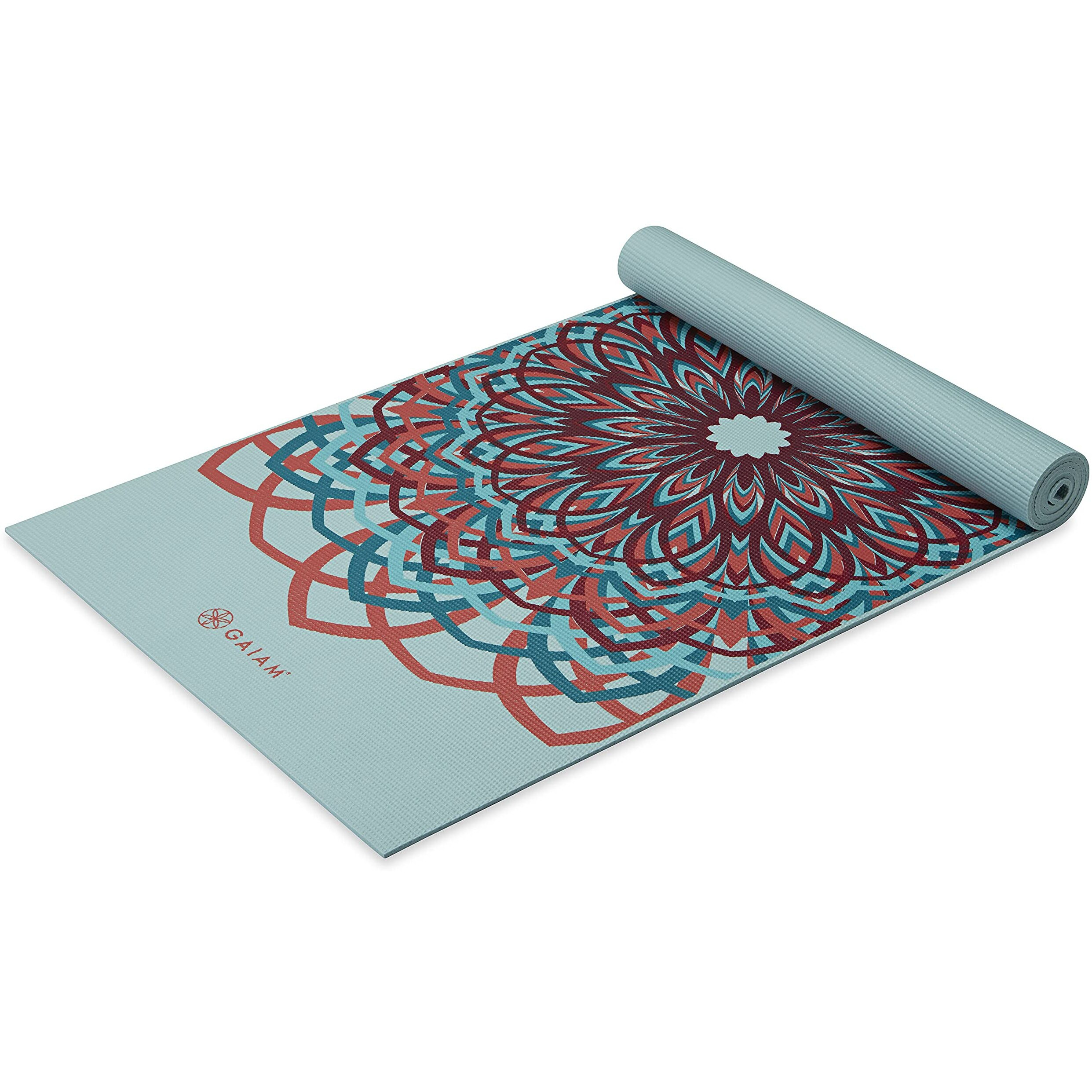 Gaiam Yoga Mat Premium Print Extra Thick Non Slip Exercise & Fitness Mat For All Types Of Yoga, Pilates & Floor Workouts, Santorini, 6Mm, 68"" L X 24"" W X 6Mm