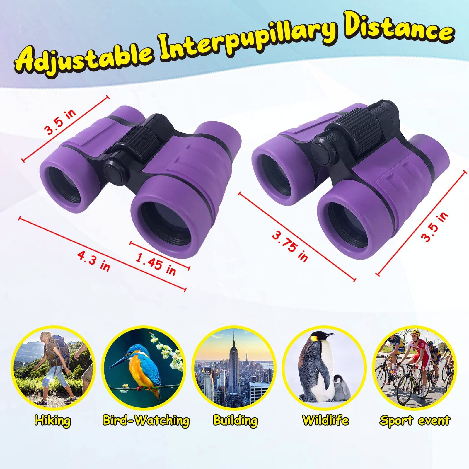 Essenson Binoculars For Kids Toys Gifts For Age 3-12 Years Old Boys Girls Kids Telescope Outdoor Toys For Sports And Outside Play Hiking, Bird Watching, Travel, Camping, Birthday Presents (Purple)