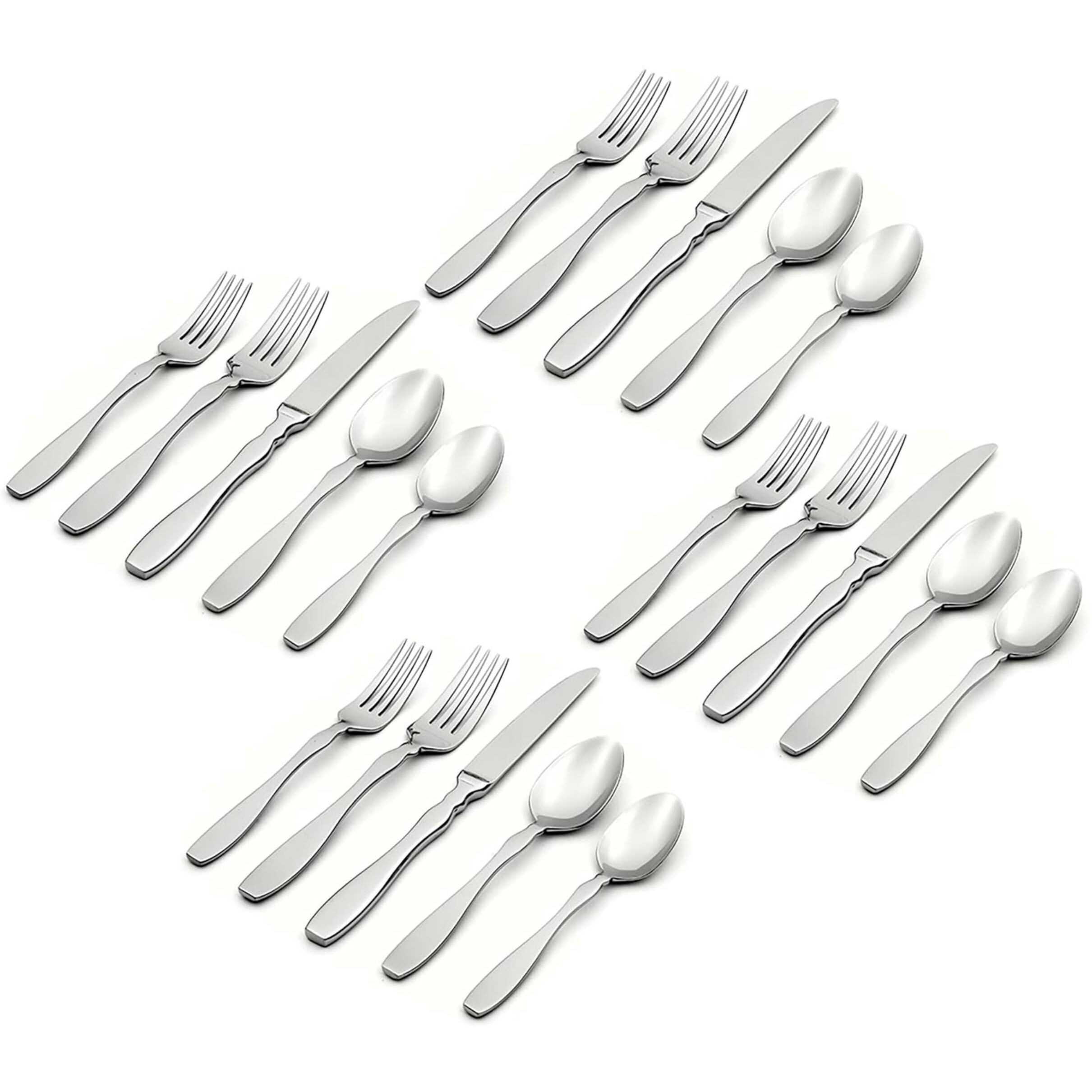 Oneida Figura 20 Piece Everyday Flatware Set, Service For 4, 18/0 Stainless Steel, Silverware Set, B282020Al20