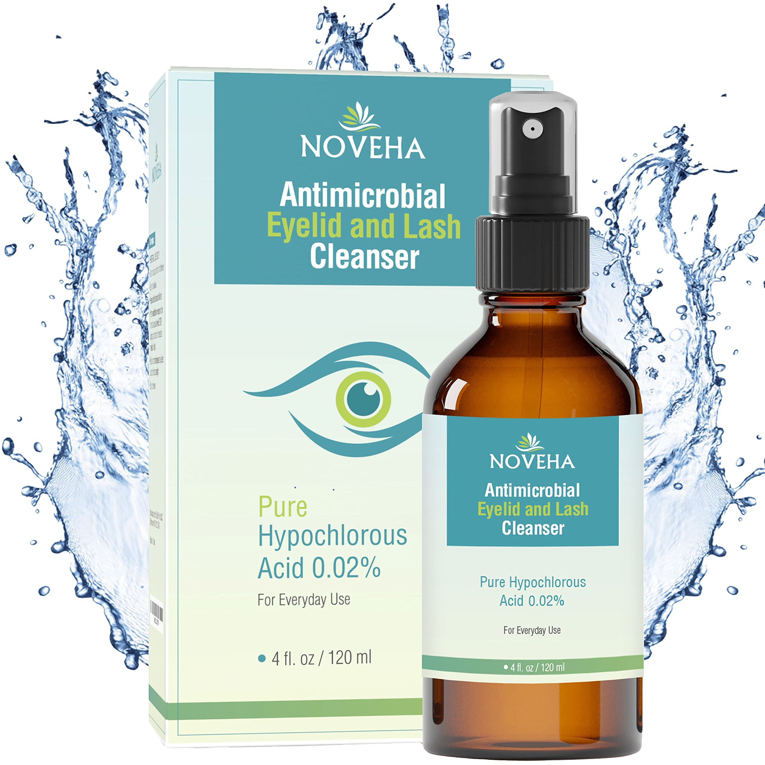 Noveha Eyelid And Lash Cleanser | Effective Relief From Irritation, Dry Eyes, Styes & Blepharitis, Pure And Gentle Hypochlorous Acid 0.02% Spray 120Ml (4Oz)