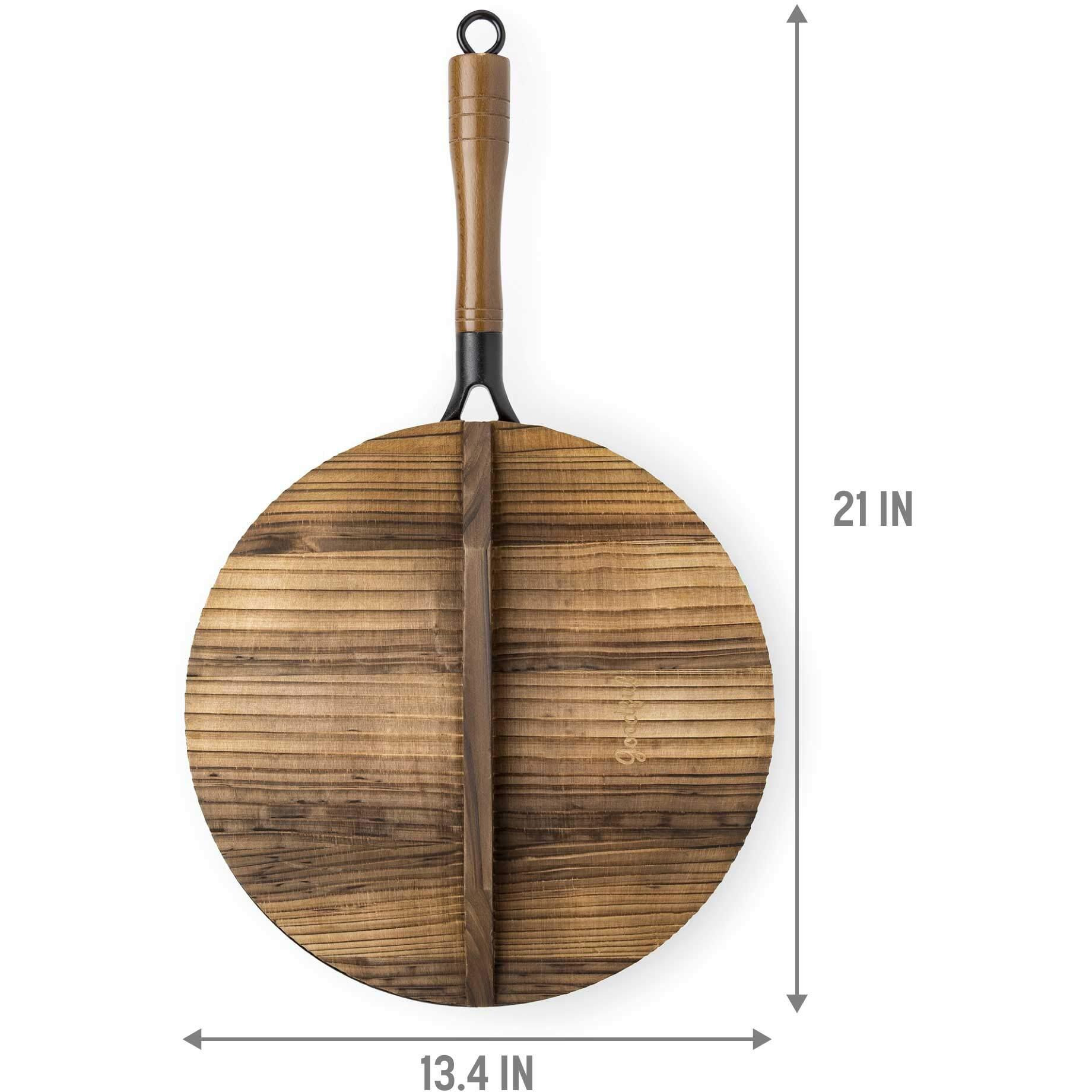 Goodful Hammered Carbon Steel 13-Inch Wok Pan With Lid, Black, Non-Stick, Compatible With Most Cooktops