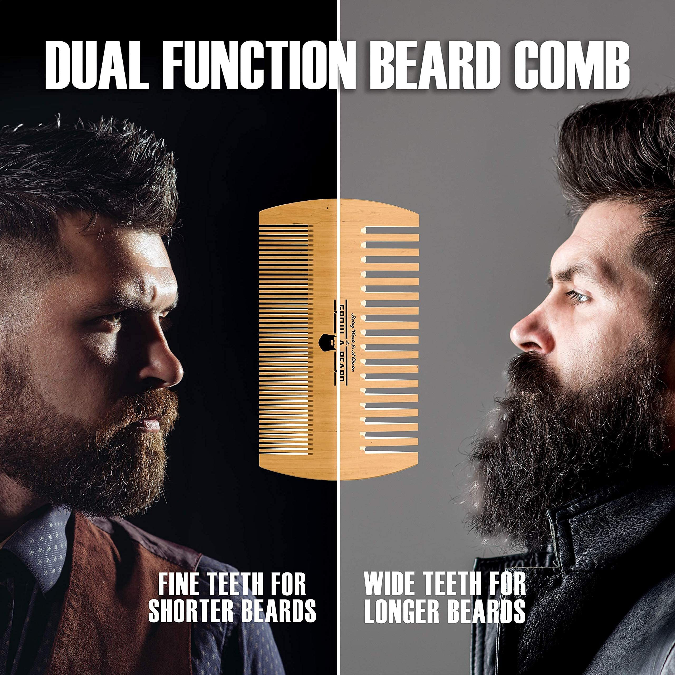 Beard Brush For Men & Beard Comb Set W/Mustache Scissors Grooming Kit, Natural Boar Bristle Brush, Dual Action Wood Comb, And Travel Bag Great For Christmas Gift