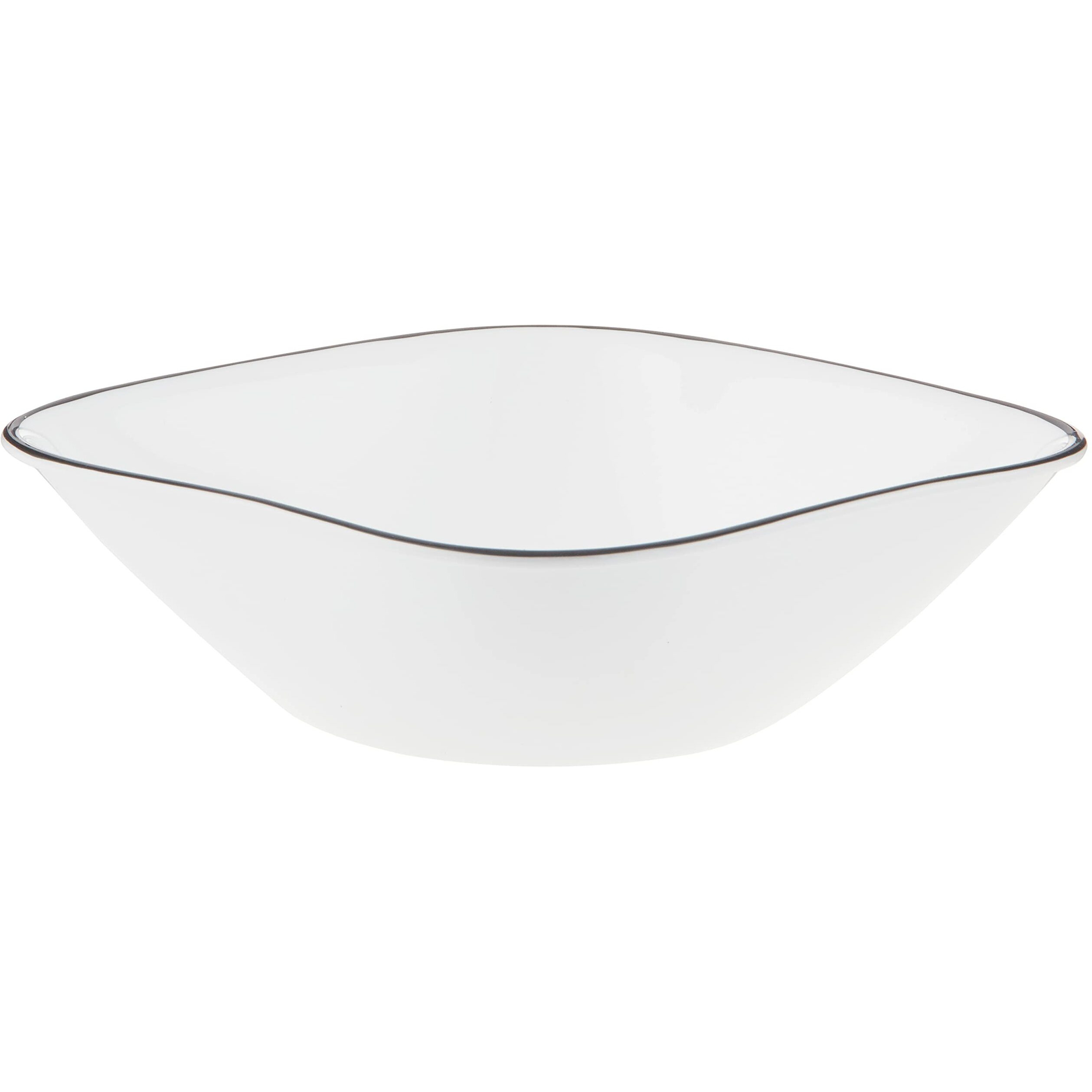 Corelle Vitrelle 6-Piece (22-Oz) Cereal Soup Bowls, Triple Layer Glass And Chip Resistant, Lightweight Square Dinnerware Bowl Set, Simple Lines