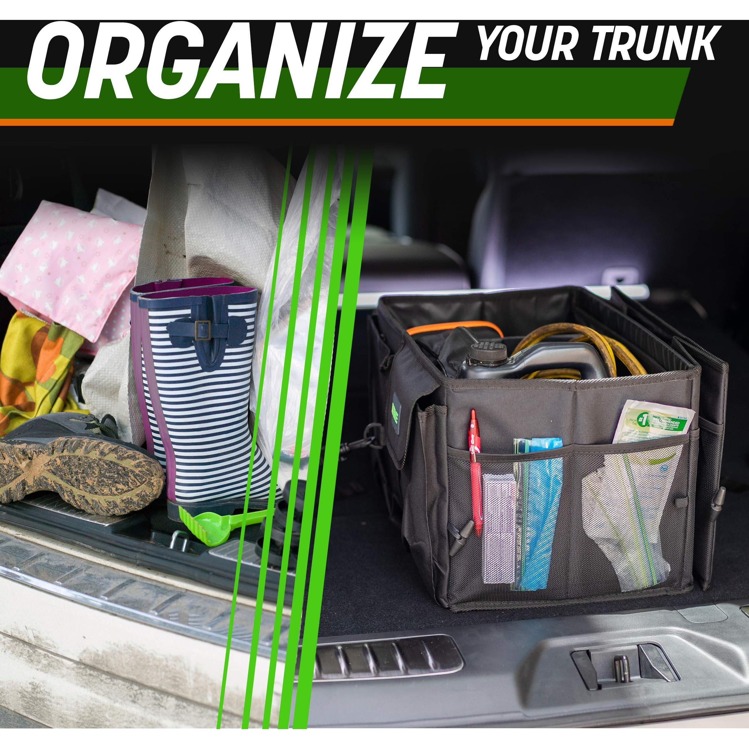 Drive Auto Car Trunk Organizer - Collapsible, Multi-Compartment Automotive Suv Car Organizer For Storage W/Adjustable Straps - Truck & Car Accessories For Women And Men - Tan