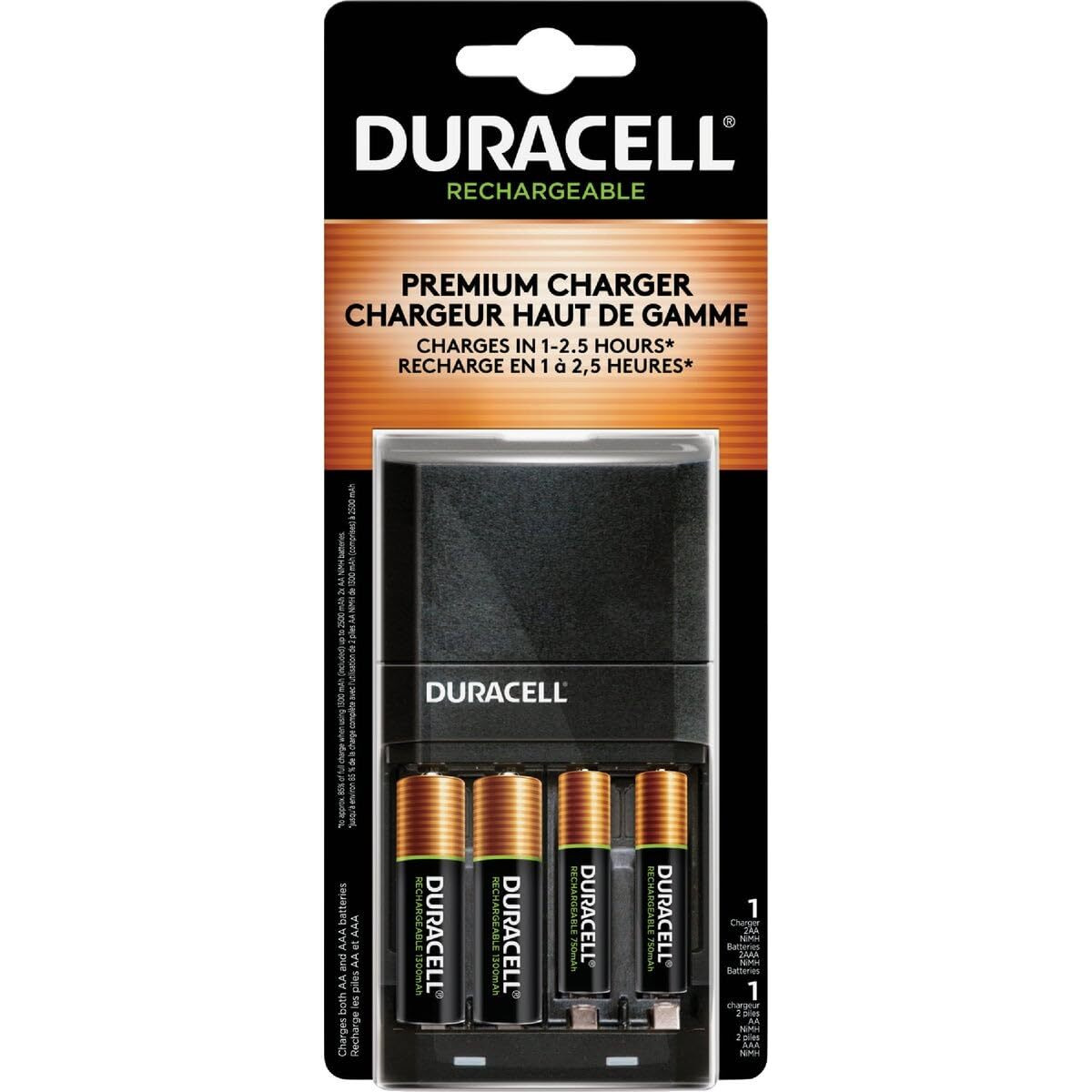 Duracell Cef27 Ion Speed 4000 Hi-Performance Charger, Includes 2 Aa And 2 Aaa Nimh Batteries