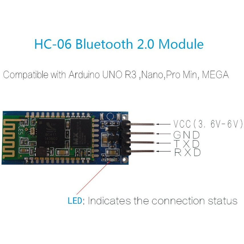 Dsd Tech Hc-06 Wireless Bluetooth Serial Transceiver Support Module Slave And Master Mode For Arduino + 4Pin Dupont Cable