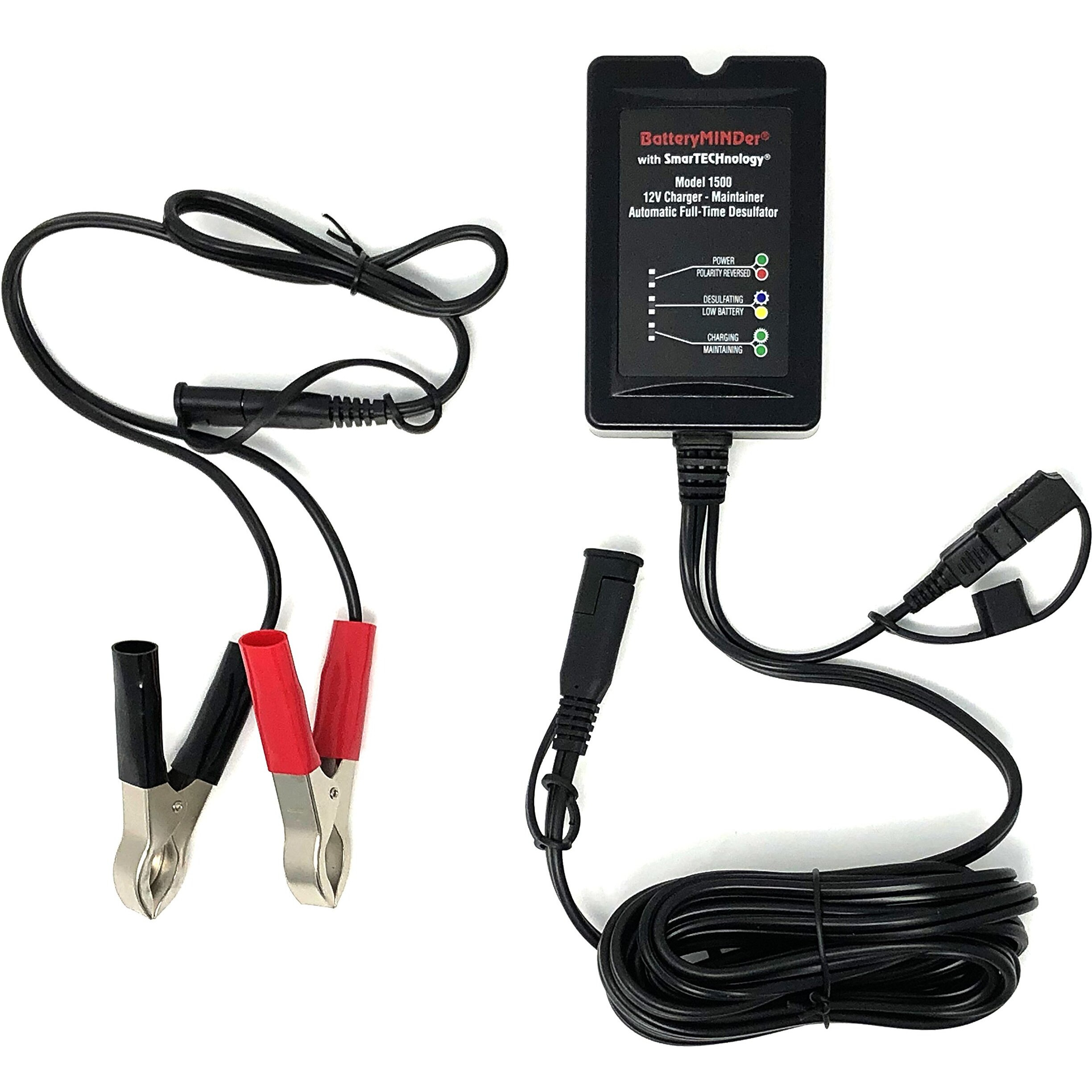 Batteryminder 1500 12 Volt-1.5 Amp Battery Charger, Battery Maintainer, And Battery Desulfator With Smarttechnology - Designed For Cars, Trucks, Boats, Motorcycles, Snowmobiles, Jet Skis, Golf Carts