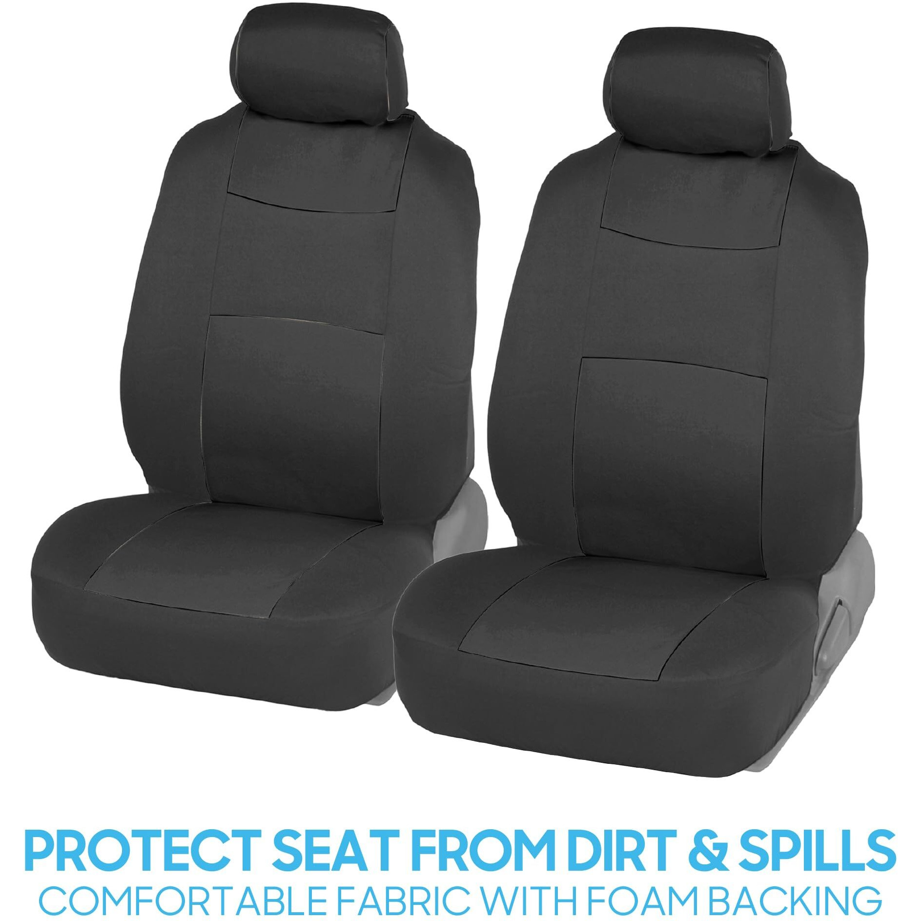Bdk Polypro Car Seat Covers Full Set In Solid Charcoal - Front And Rear Split Bench Seat Covers For Cars, Easy To Install, Accessories For Auto Trucks Van Suv
