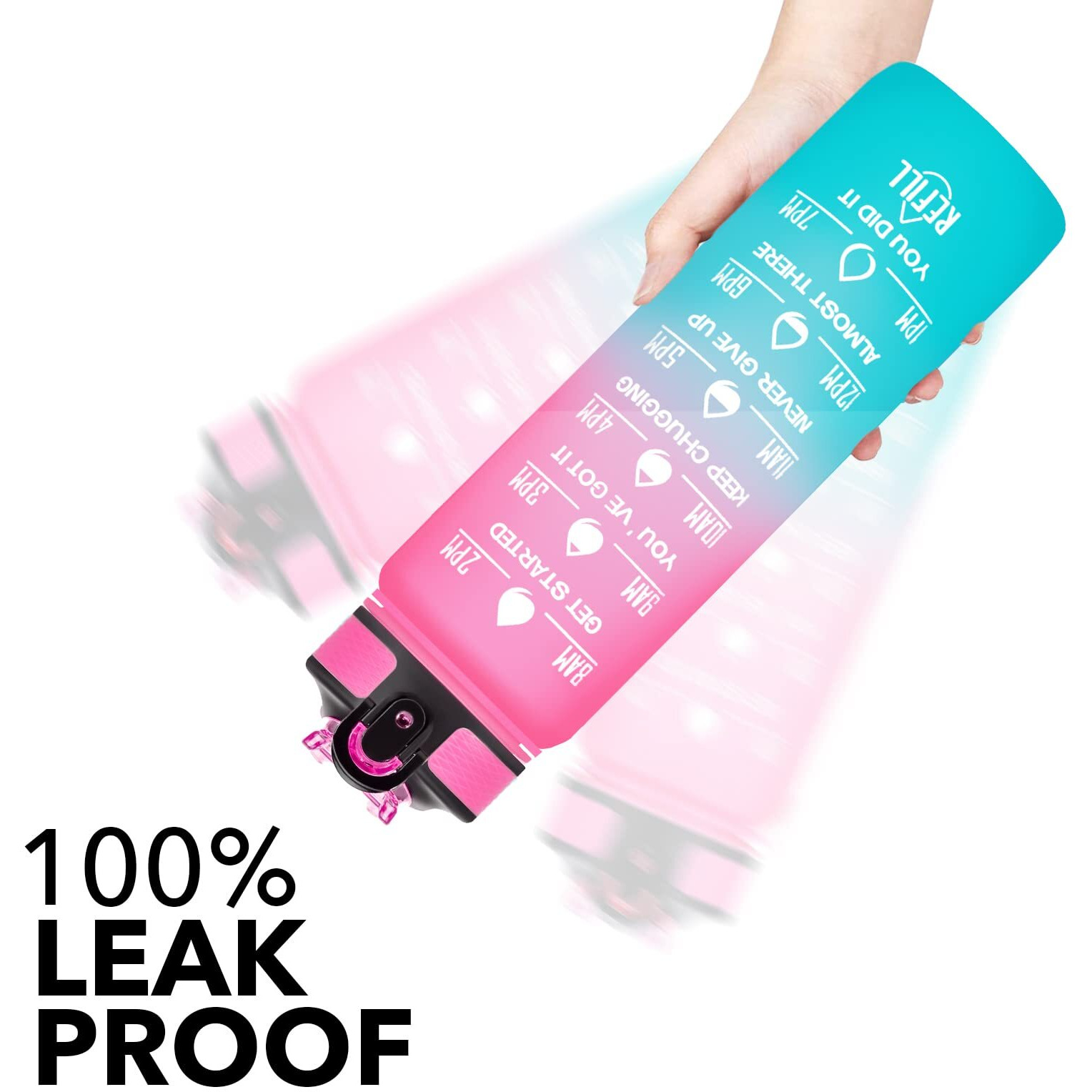 Hyeta 32 Oz Water Bottles With Times To Drink And Straw, Motivational Water Bottle With Time Marker, Leakproof, Drinking Sports Water Bottle For Fitness, Gym And Outdoor