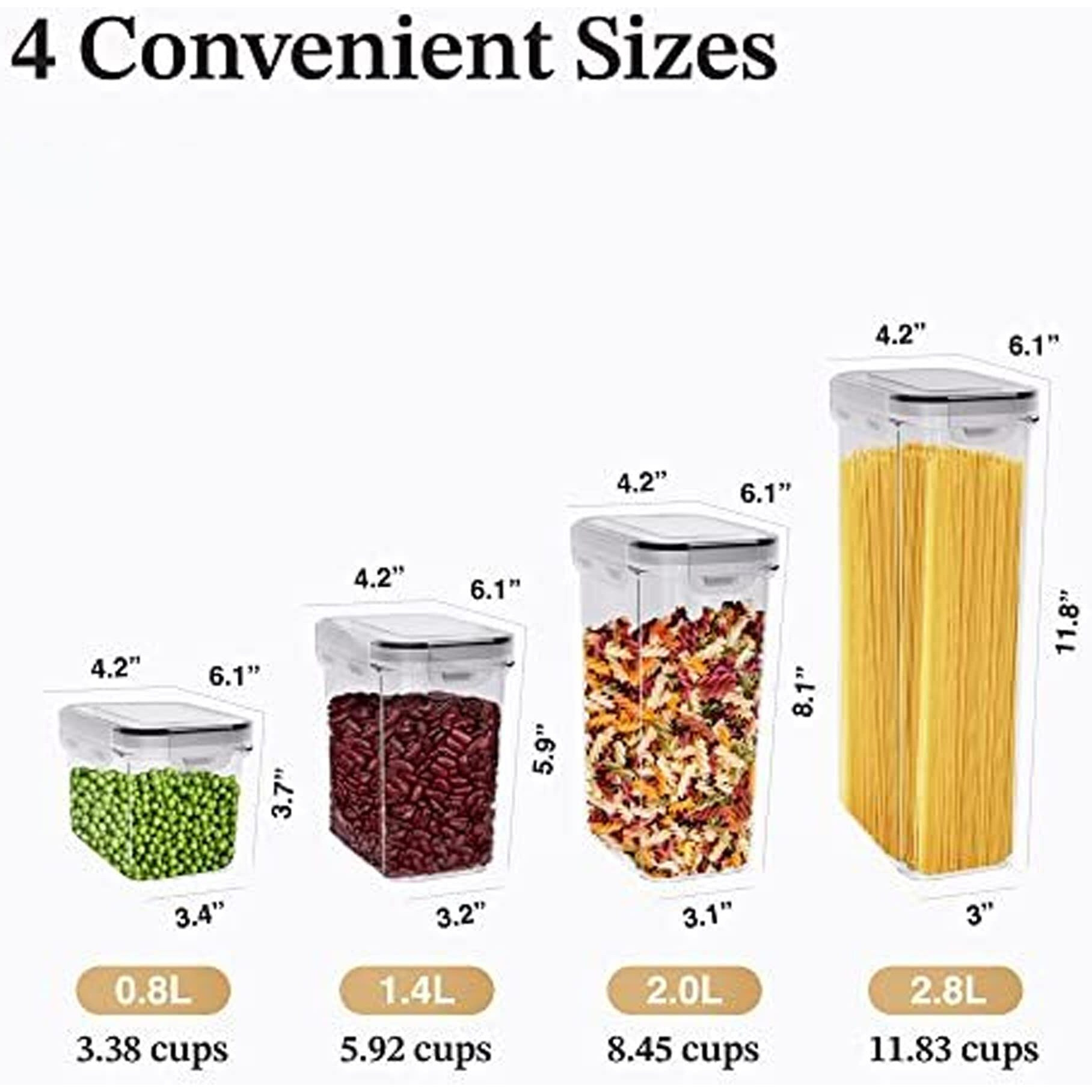 Airtight Food Storage Containers For Kitchen Organization 7 Pc - Plastic Food Canisters With Lids, Labels, Marker & Spoons For Pantry Organization And Storage - Cereal, Flour And Sugar Containers