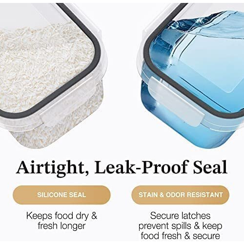 Airtight Food Storage Containers For Kitchen Organization 7 Pc - Plastic Food Canisters With Lids, Labels, Marker & Spoons For Pantry Organization And Storage - Cereal, Flour And Sugar Containers