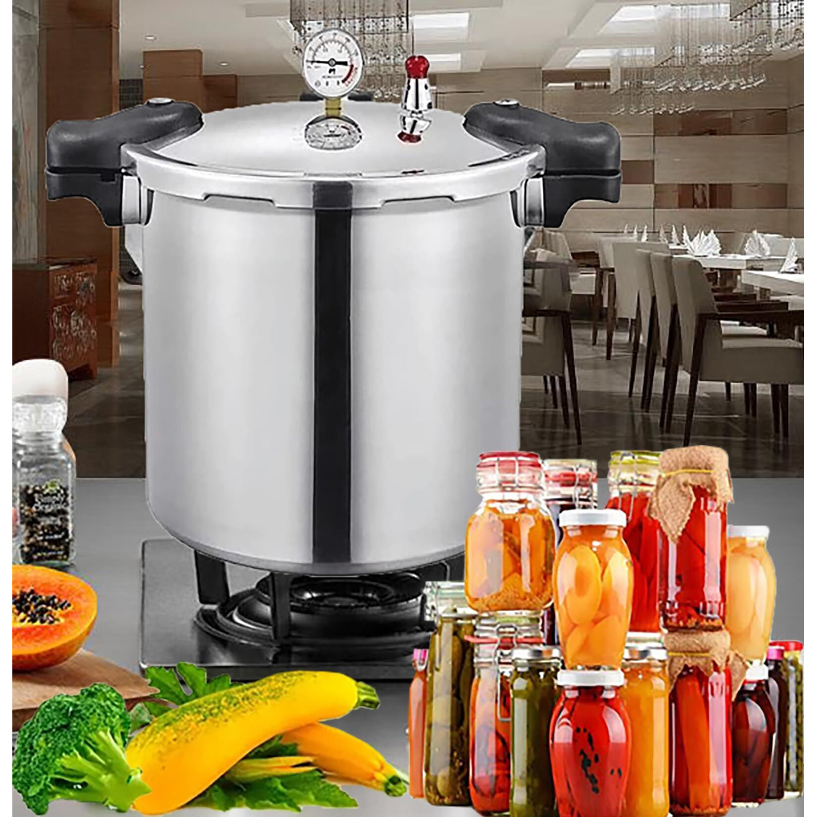 25 Quart Pressure Canner Cooker & All American Pressure Canners For Canning & Water Bath Canner | Pressure Gauge & Pressure Regulator | Induction Compatible & Pressure Release 13 Psi (+/- 5%)